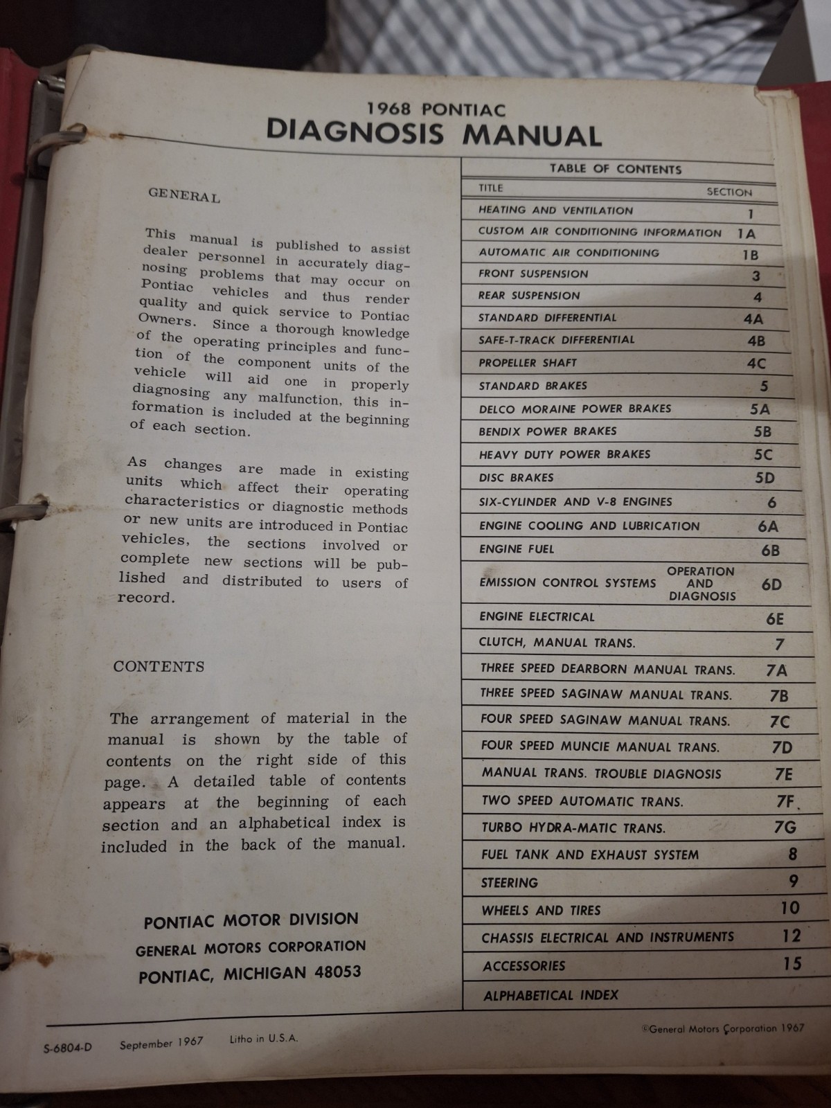 1967-68 Pontiac Diagnostic Manual
