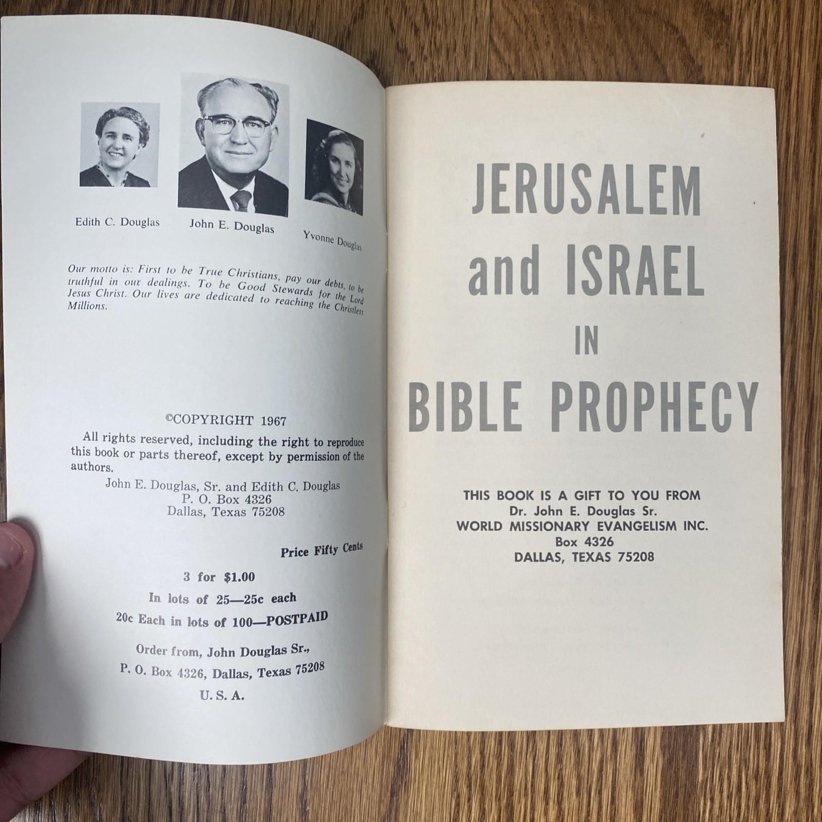 Jerusalem & Israel in Bible Prophecy Douglas 1967 End Times World Evangelism VTG