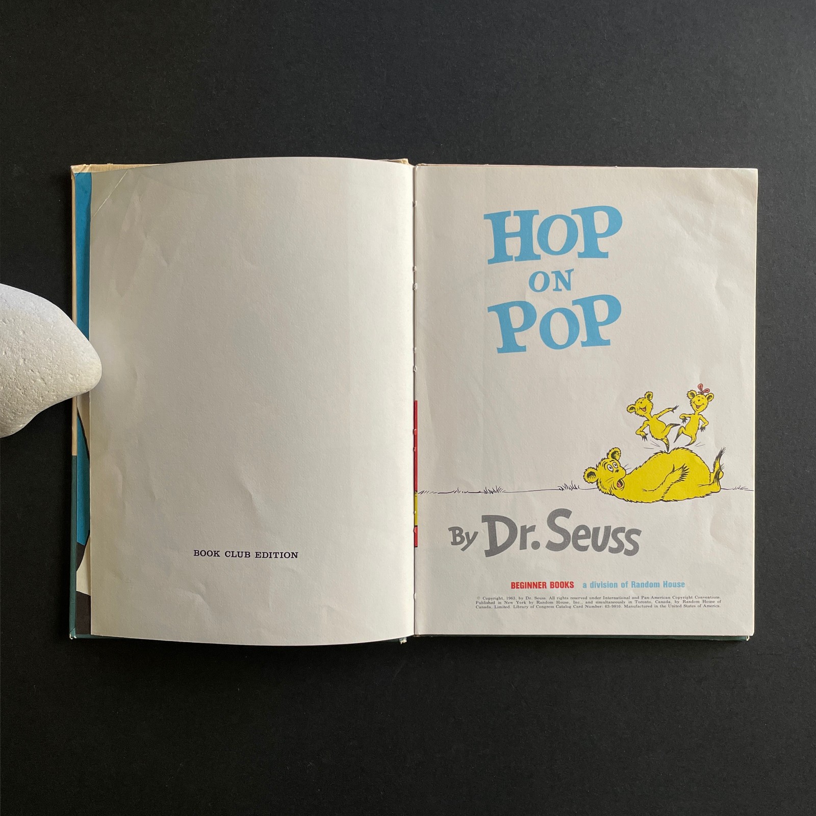 Hop On Pop • Dr. Seuss • Early Book Club Edition 1963 • Linen Hardcover