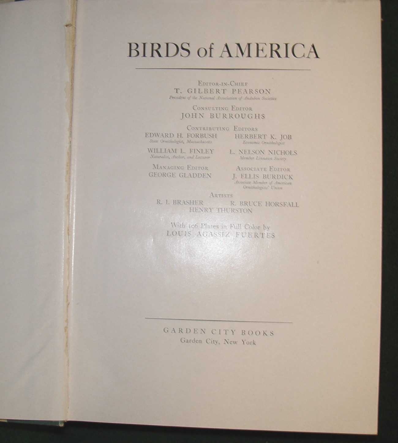 1936 ed. Beautifully Illustrated “BIRDS OF AMERICA” 258 pages Hardcover Book