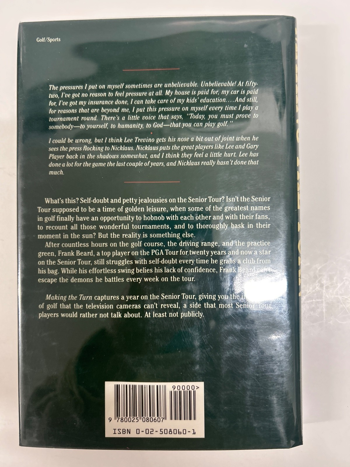 Vintage Golf Book “Making the Turn” by Frank Beard 1992. 260 pages like new no n