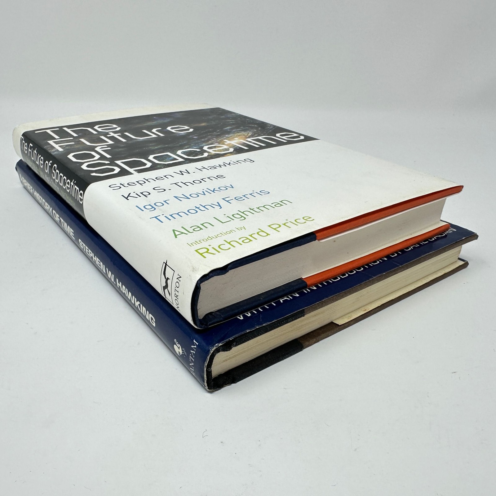 Stephen Hawking HC Book Lot A Brief History of Time & Future of Spacetime 1st Ed