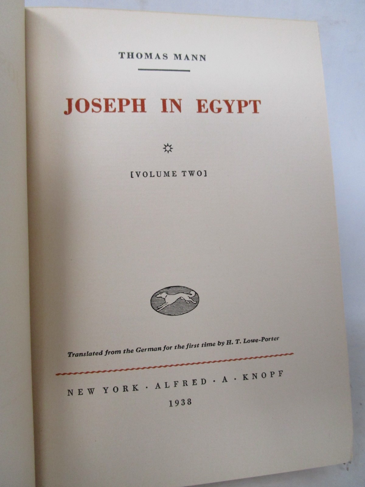 Joseph In Egypt by Thomas Mann 1938 Two Volumes