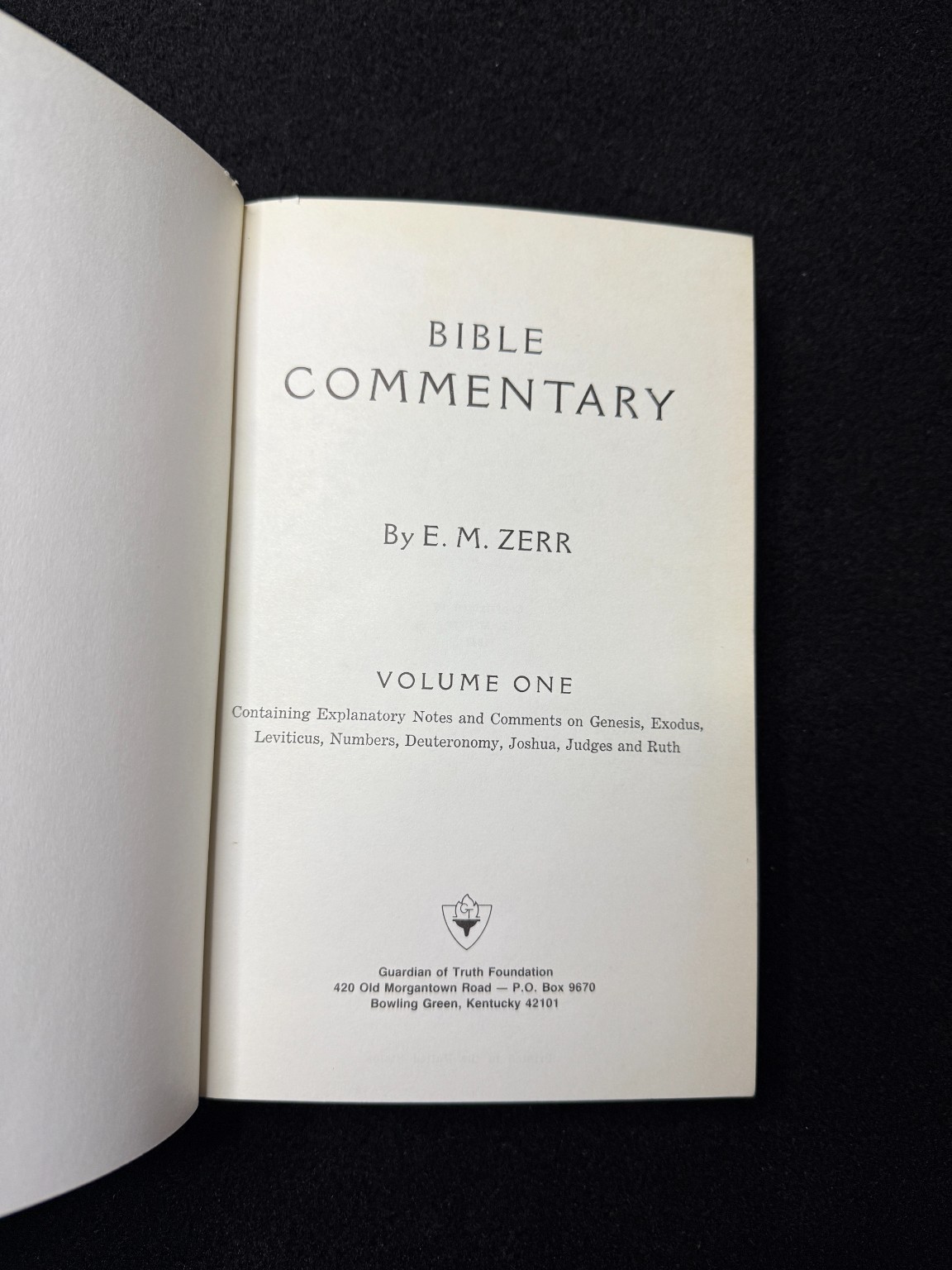 Bible Commentary Vol 1 E.M. Zerr 1947 Guardian of Truth Hardcover