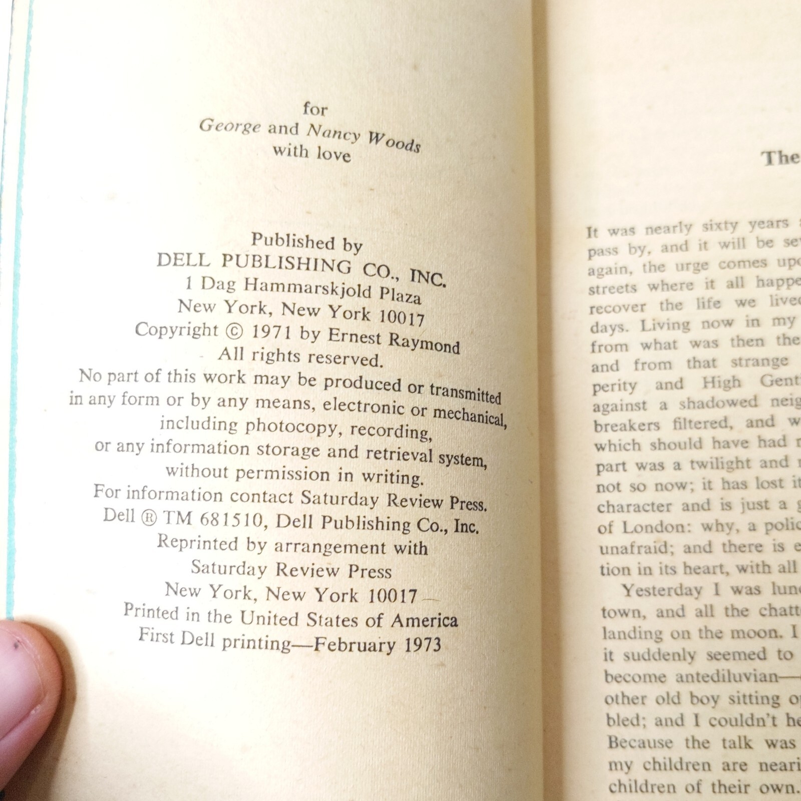 A GEORGIAN LOVE STORY by Ernest Raymond 1973 First American Edition Paperback