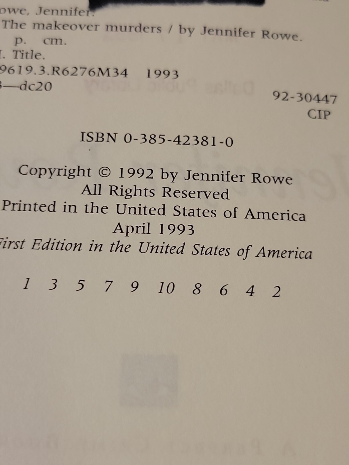 The Makeover Murders by Jennifer Rowe-First American Edition/DJ-1993