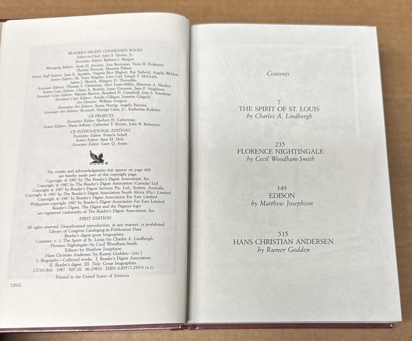 Reader’s Digest Great Biographies by Reader’s Digest Editors (1987, HC, GOOD)