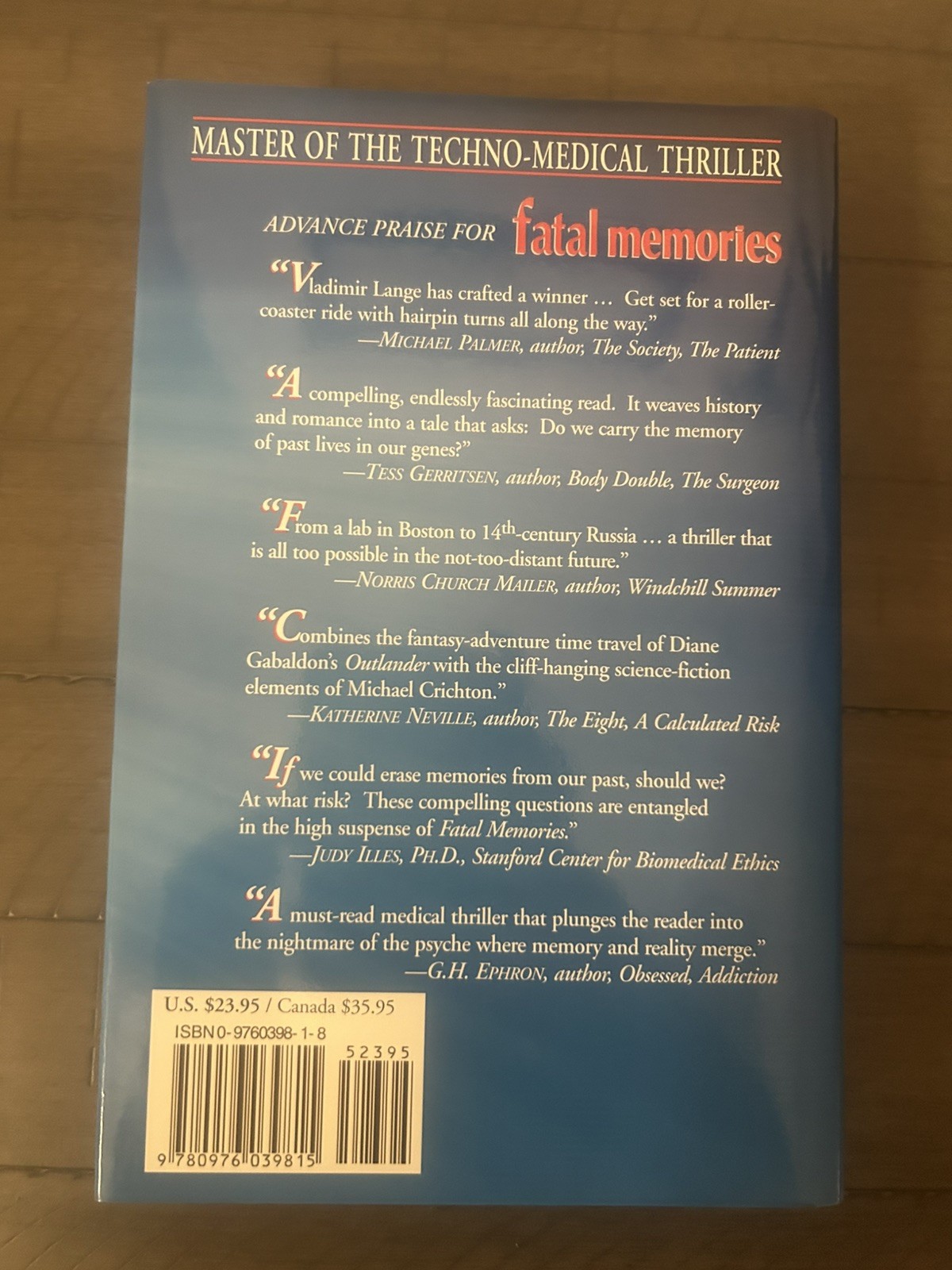 Fatal Memories by Vladimir Lange SIGNED & INSCRIBED 1st Edition/1st Printing