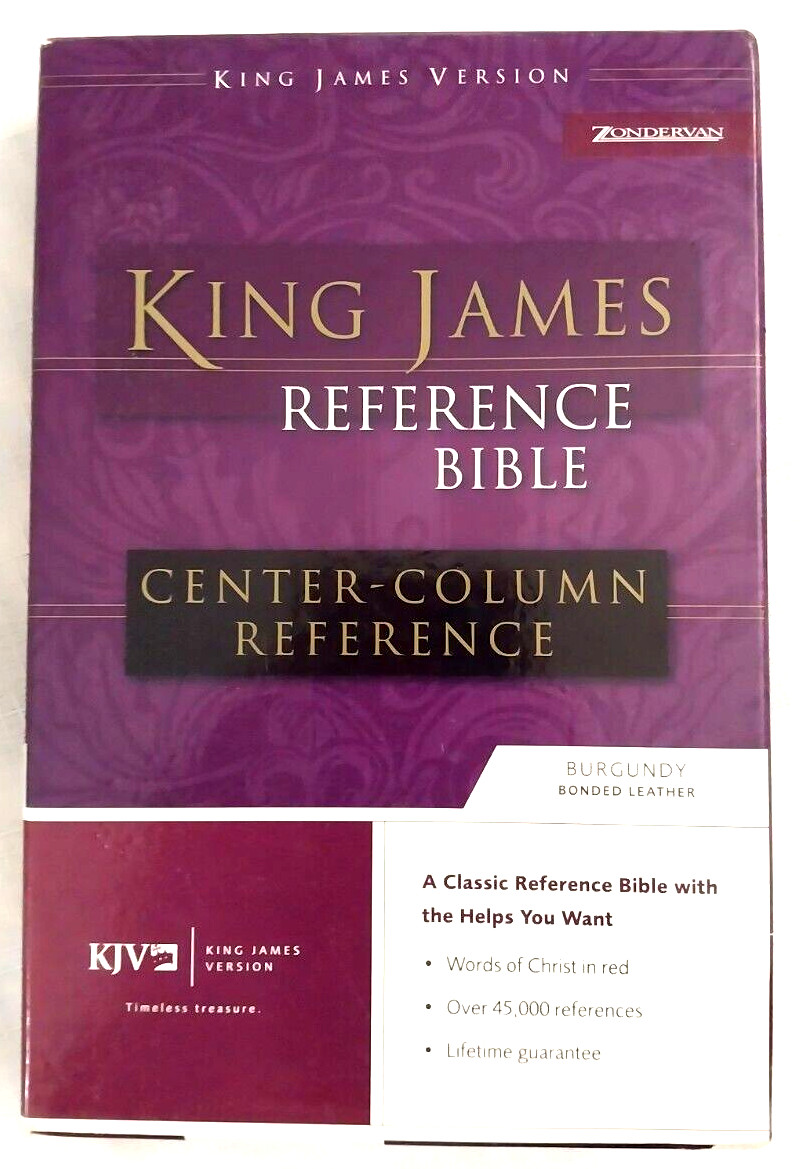 New,Indexed KJV Center Column Reference Bible, Burgundy Leather, RED LETTER,wBox
