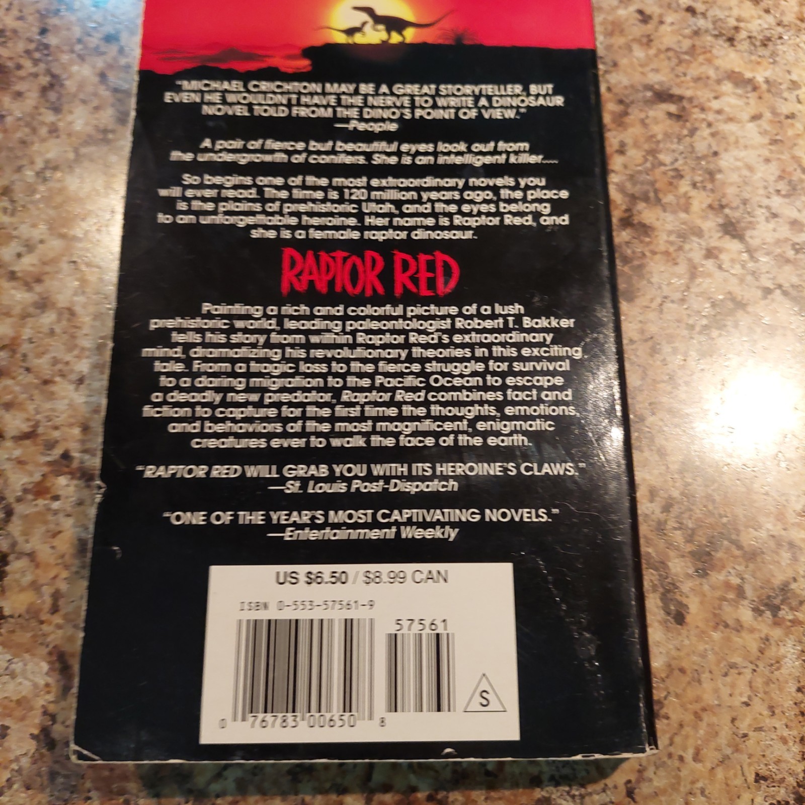RAPTOR RED Paperback Book 1996 ROBERT T. BAKKER Dinosaurs HOLOGRAM COVER