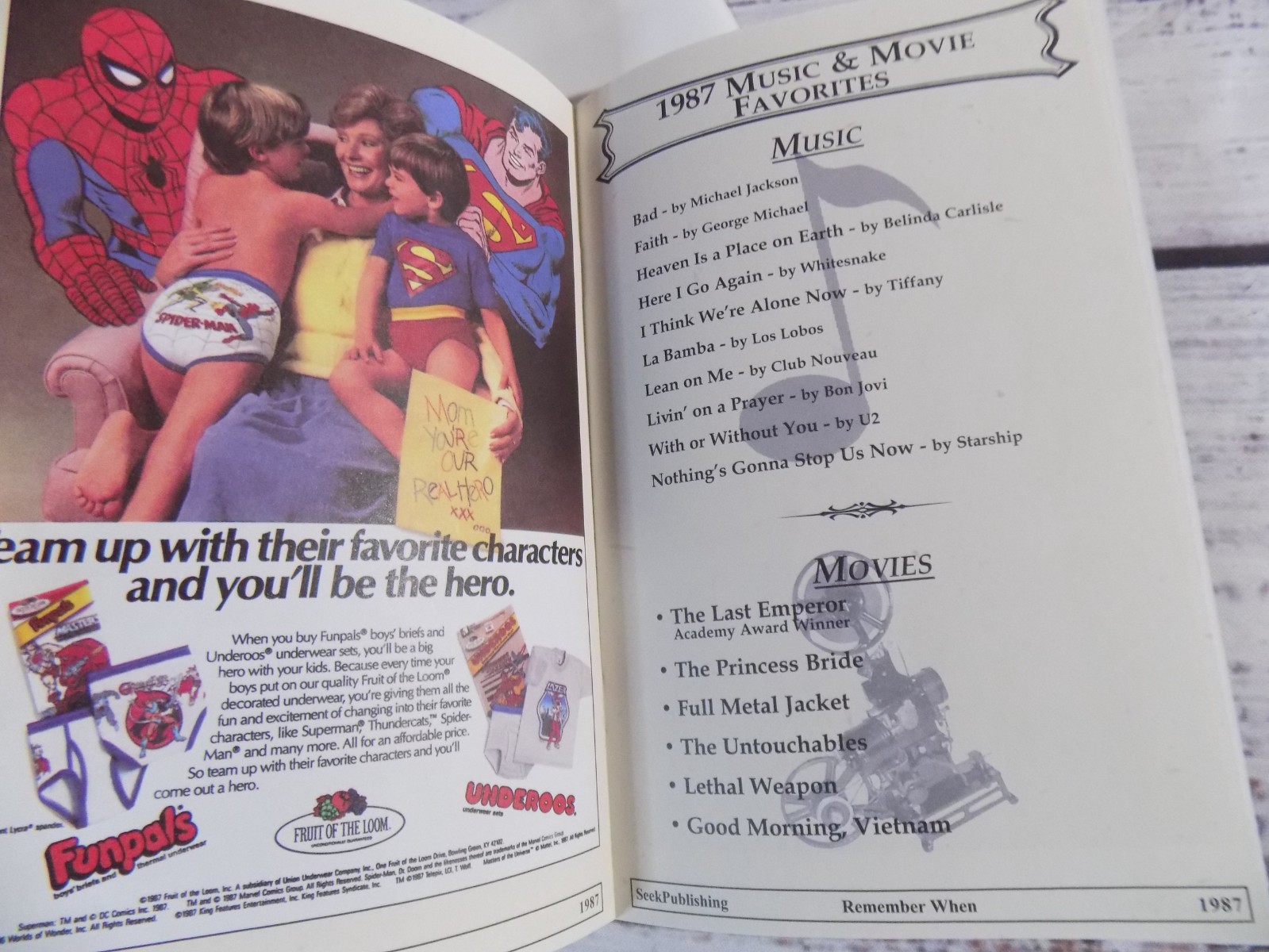 1987 REMEMBER WHEN – A Look Back in Time,” (5″ x 8″) Gift Booklet, 12 Pages