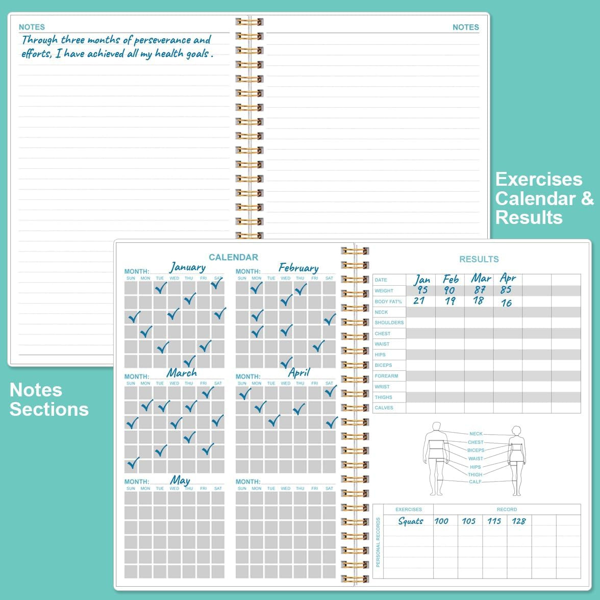 Fitness Journal for Women & Men – A5 Workout Journal/Planner Daily Exercise Log