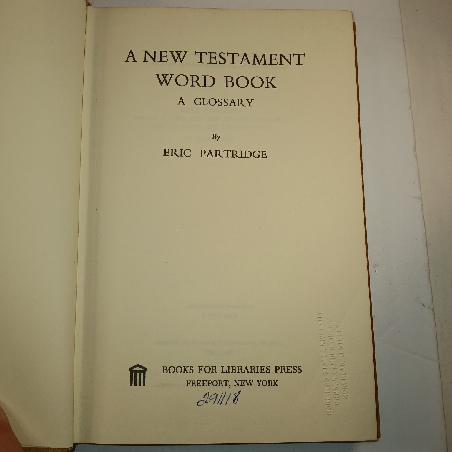 New Testament Word Book Glossary Eric Partridge 1970 Reprint Books for Libraries