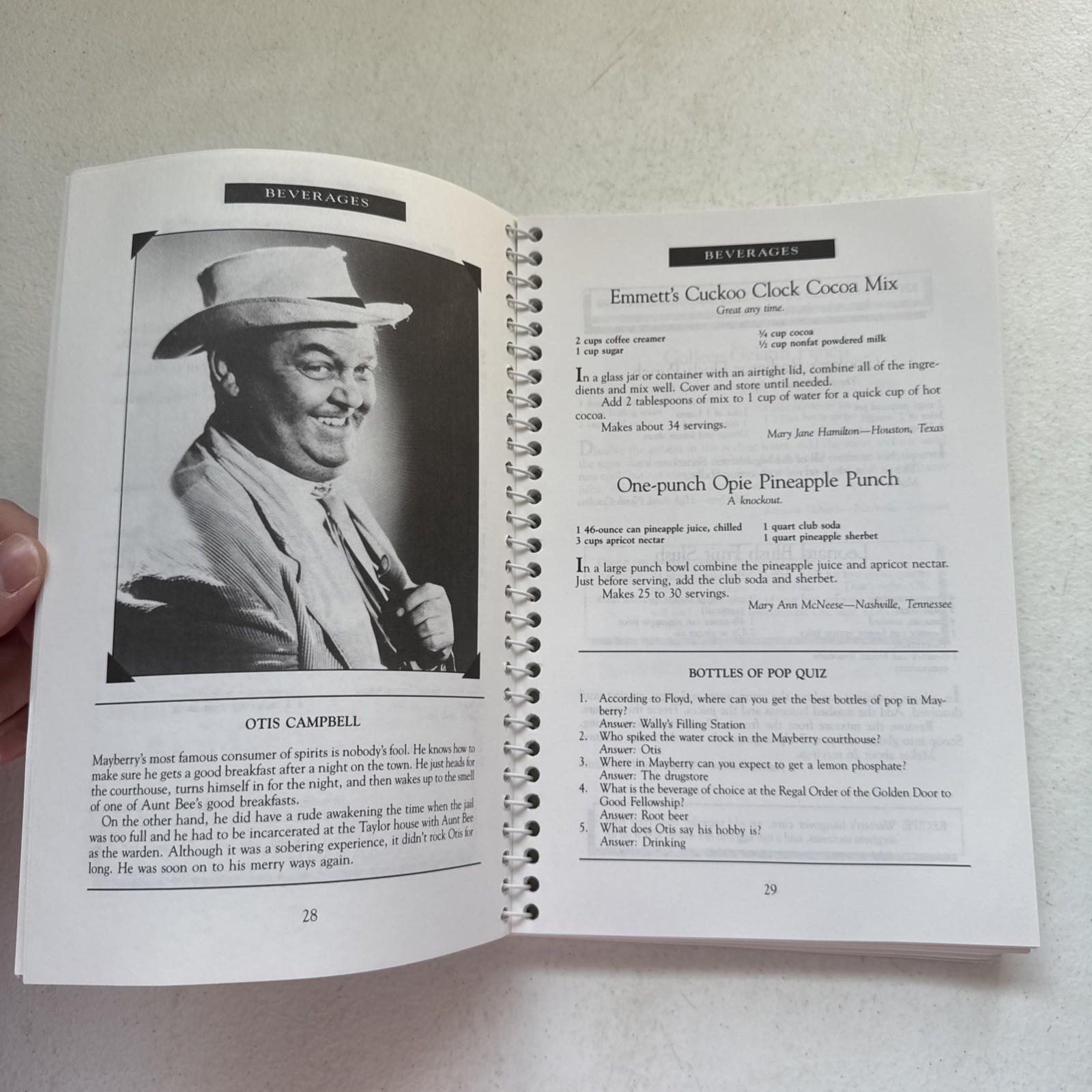 Aunt Bee’s Mayberry Cookbook Spiral Bound by Ken Beck and Jim Clark