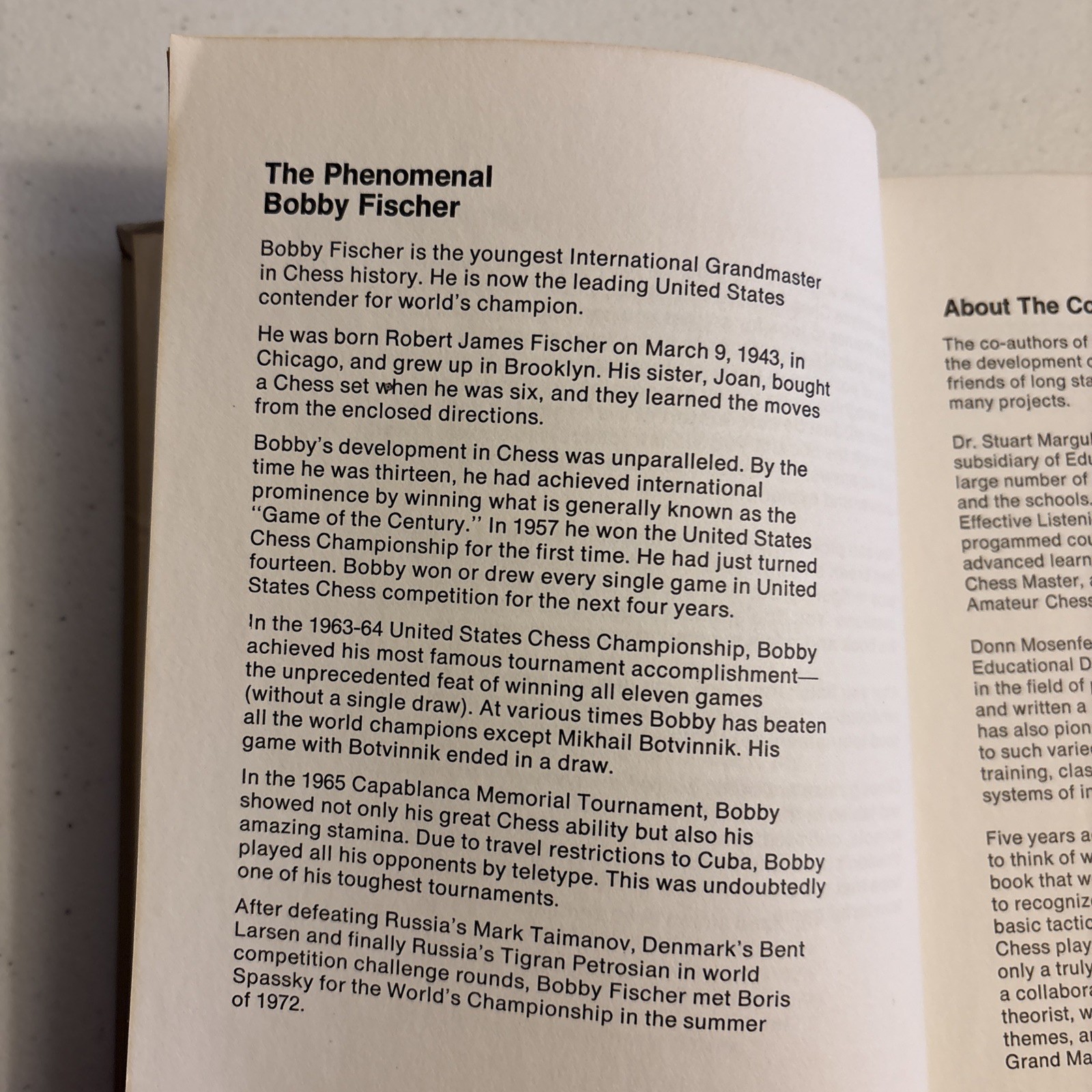 Bobby Fischer Teaches Chess Hardcover Xerox 1966 fourth printing