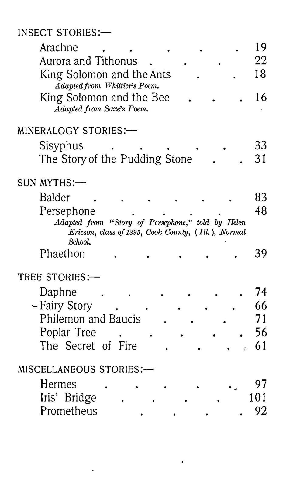 1895 Nature Myths and Stories for Little Children 102 Pages