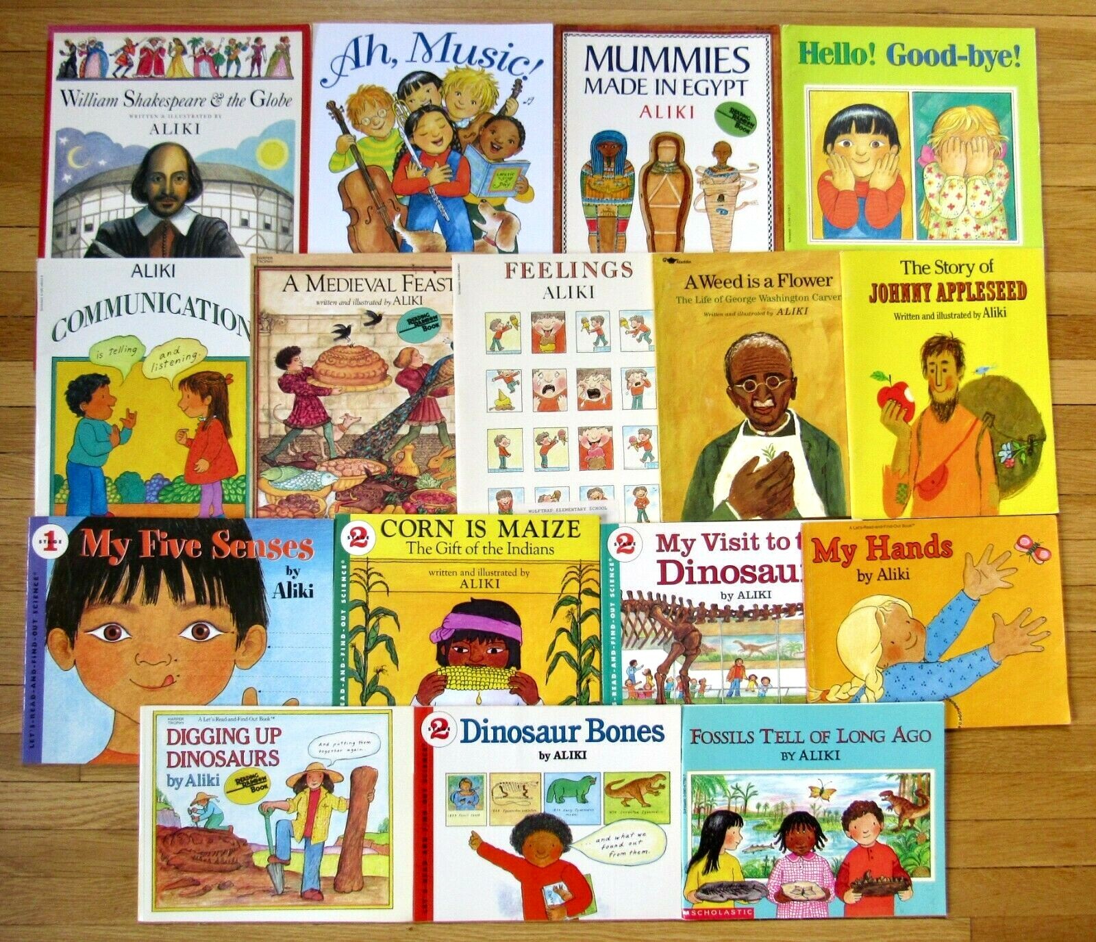 Lot 16 ALIKI Picture Books Mummies Shakespeare Medieval Feast Science VGC L1