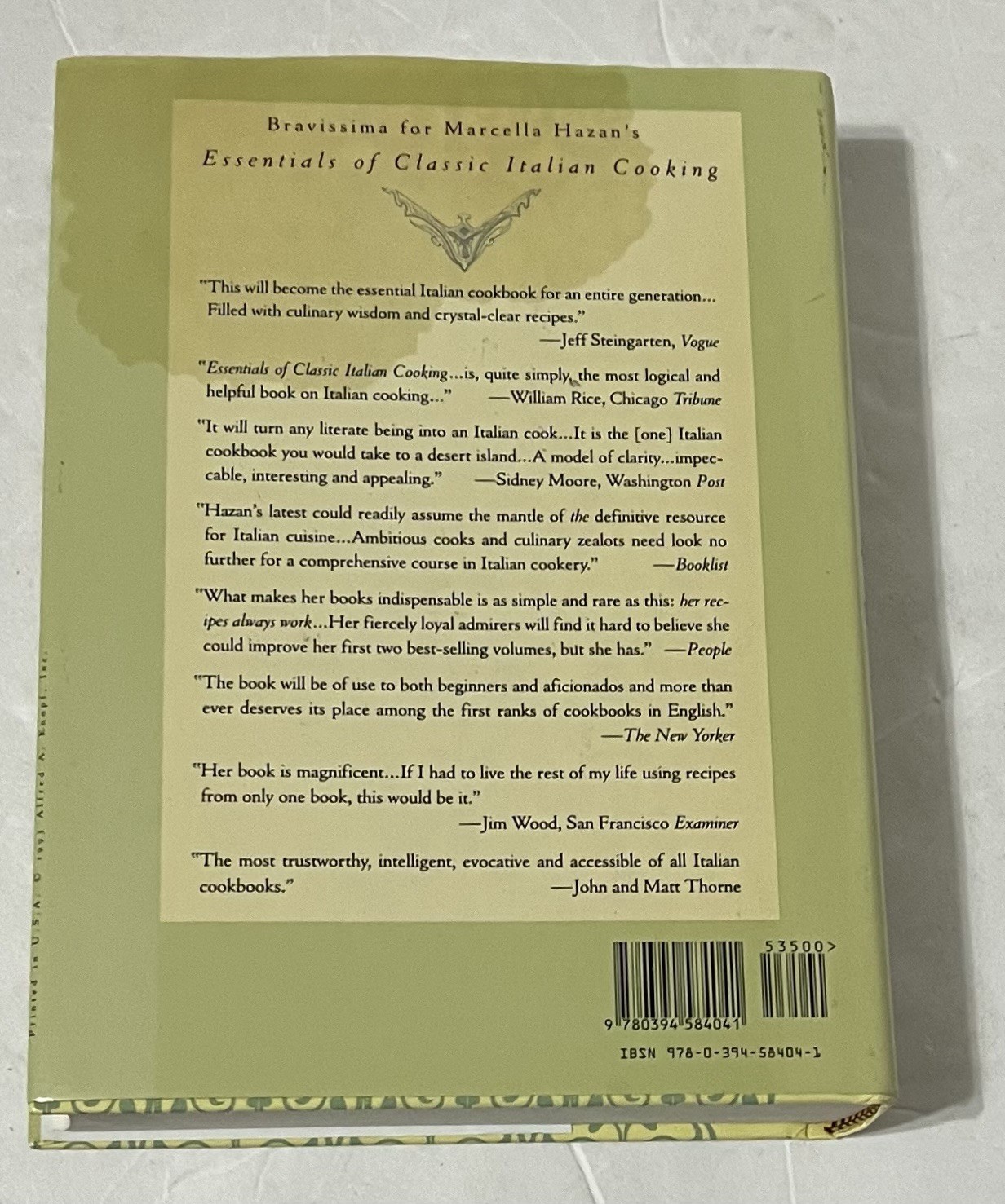 Essentials of Classic Italian Cooking : A Cookbook by Marcella Hazan (Hardcover)