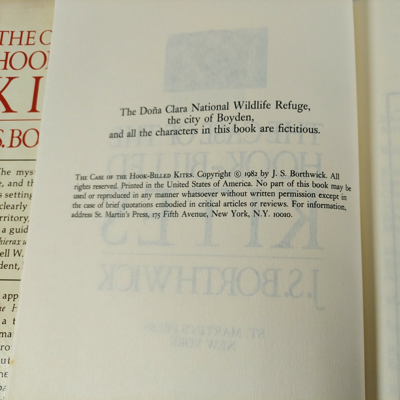 The Case of the Hook-Billed Kites A Murder Mystery J. S. Borthwick HCDJ BCE 1982