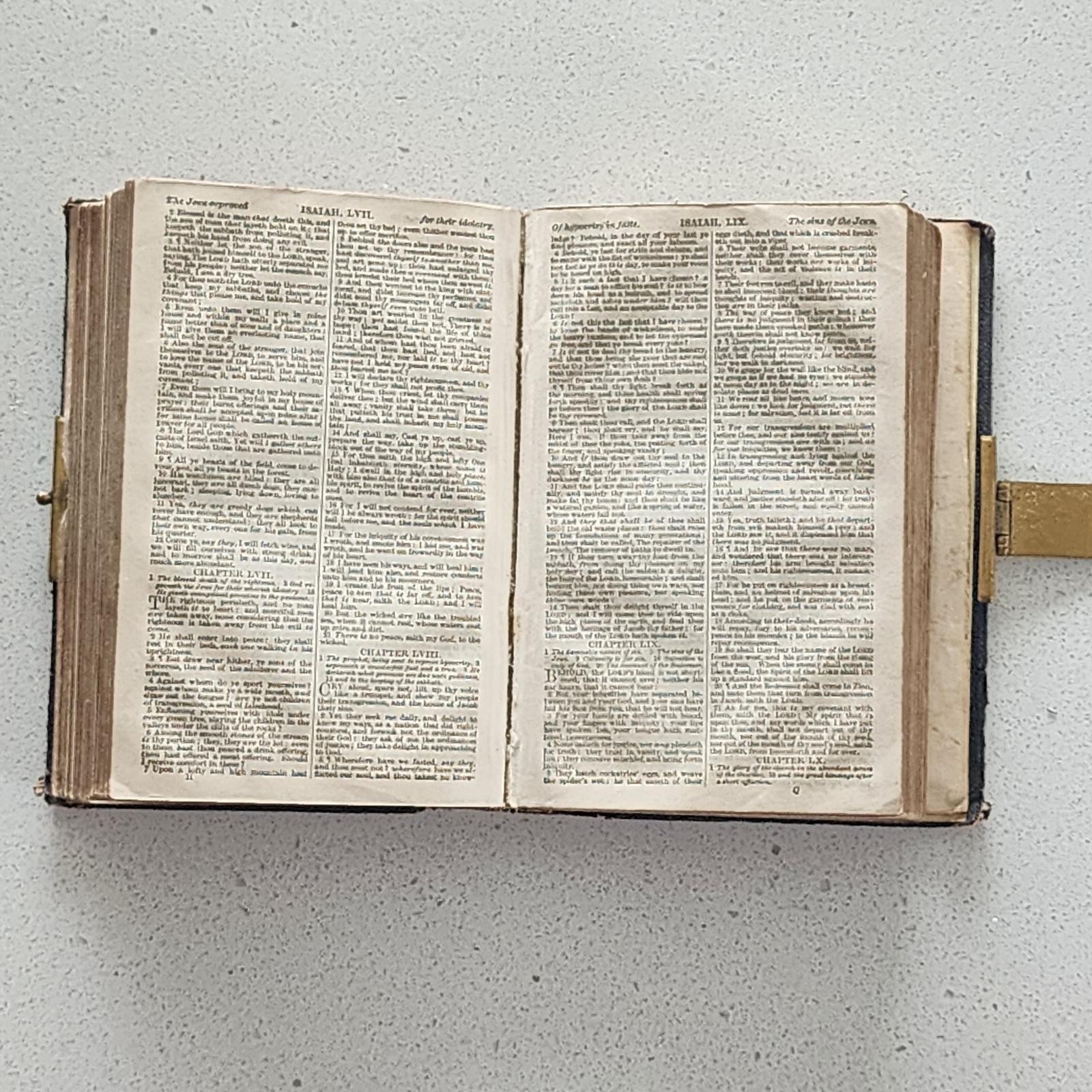 Antique Holy Bible Pocket Bible 1878 Inscription Leather Bound with Brass Clasp