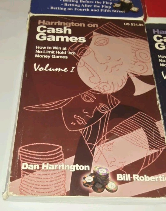 Lot of 4 Dan Harrington Books Cash Games Hold ‘Em Vol 1 & 2