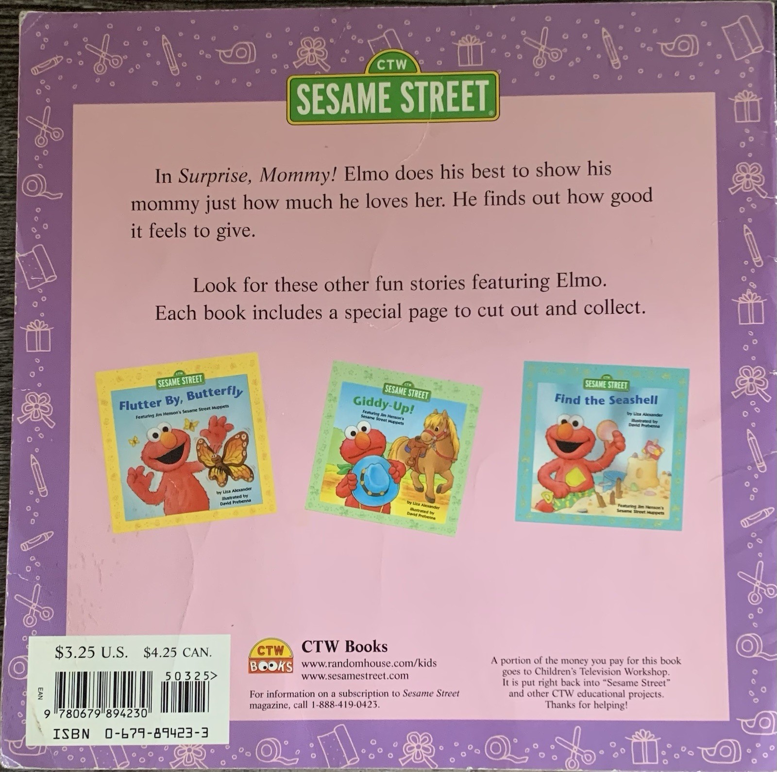 RARE! Lot Of 3: 1st Vtg Trade PB Ed. Jim Henson’s CTW Elmo Books Set; ACCEPTABLE