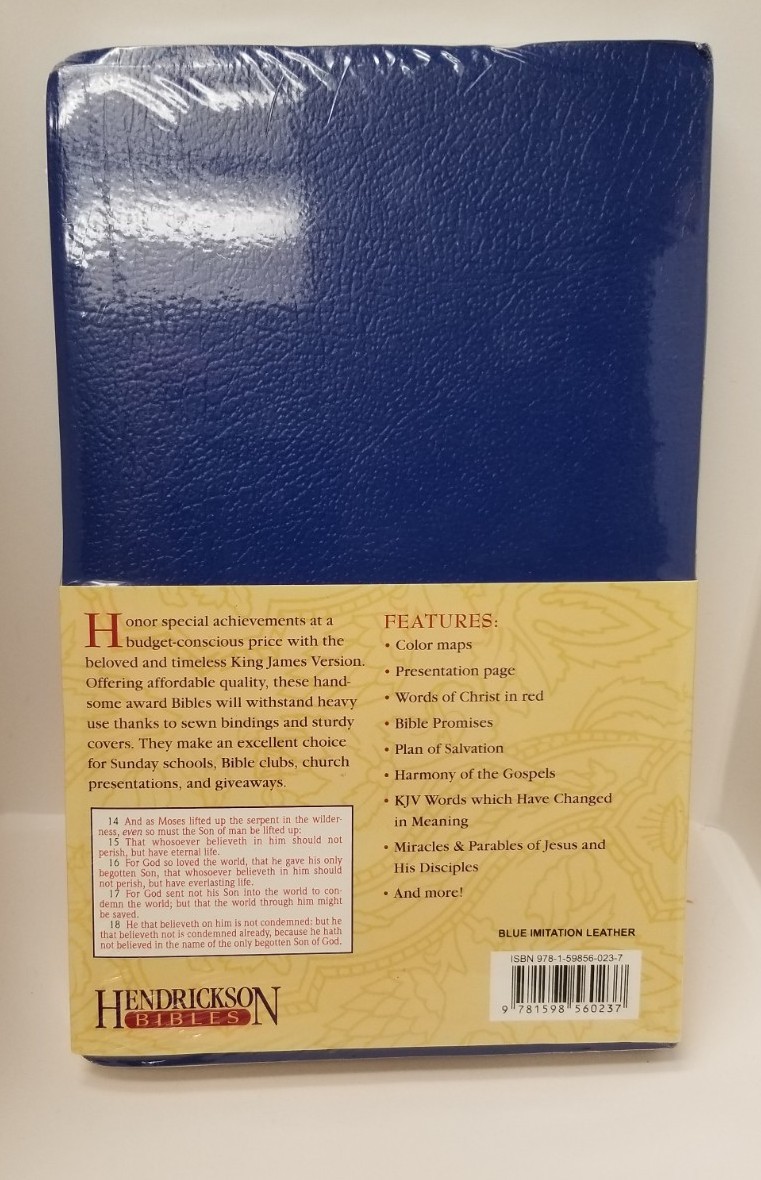 KJV Bible Affordable Gift Award Paperback 5 1/2 x9in Blue Hendrickson