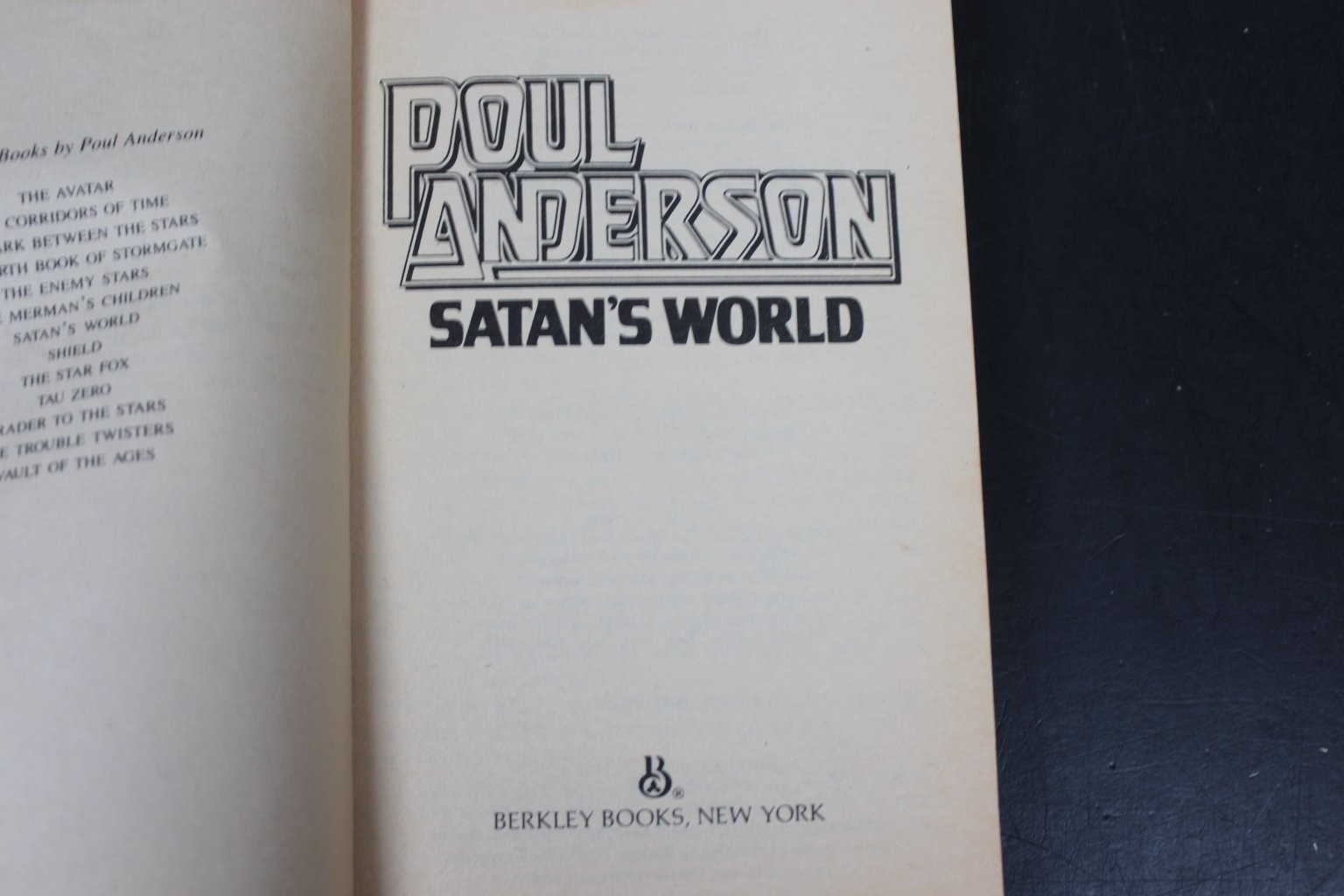 Satan’s World Poul Anderson 1983 Berkley Science Fiction Paperback PB SF