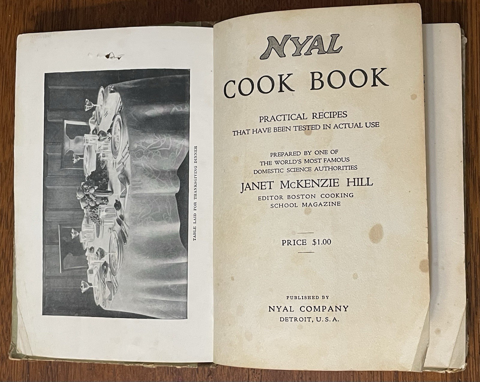 1916 Nyal Cook Book by Janet McKenzie Hill Boston Cooking School Antique HC