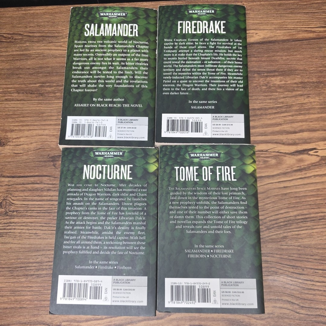 4x LOT Warhammer 40k Salamander Tome of Fire by Nick Kyme ~ Trade Paperbacks