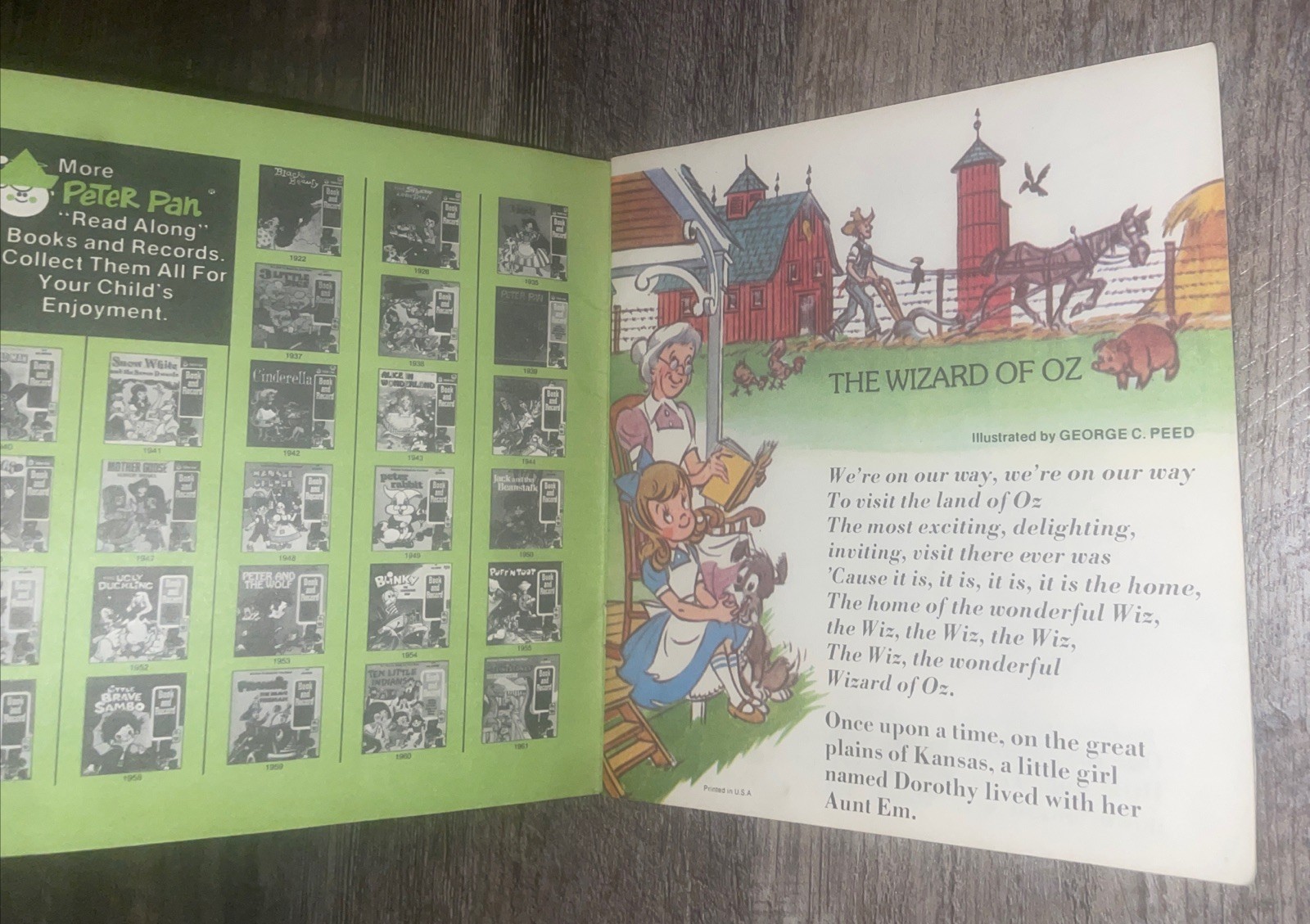 3 Vtg. Books & 2 Record 45 RPM Wizard Of OZ & Huckleberry Hound