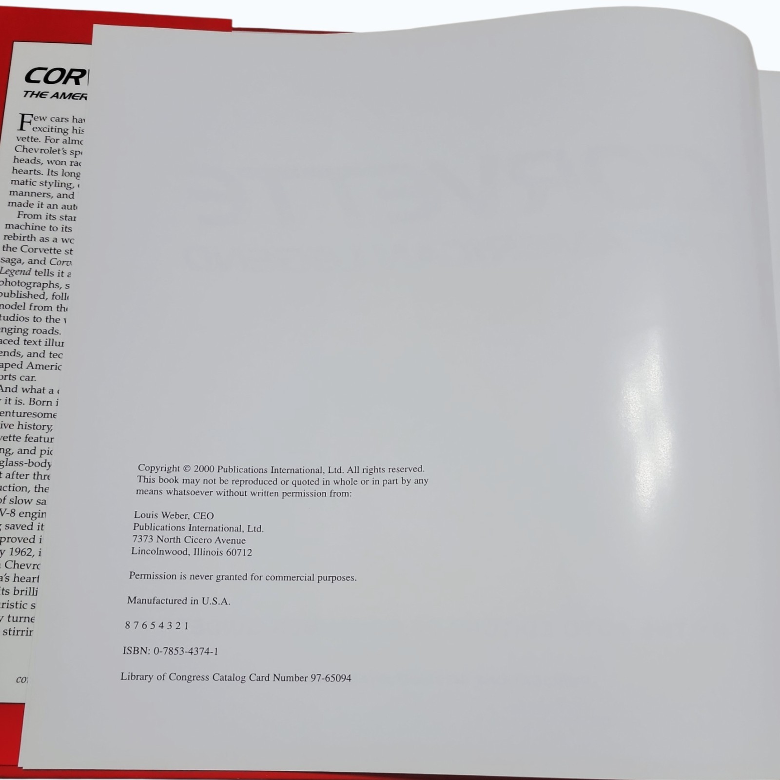 Corvette The American Legend Hardcover Book Consumer Guide History of Chevrolet