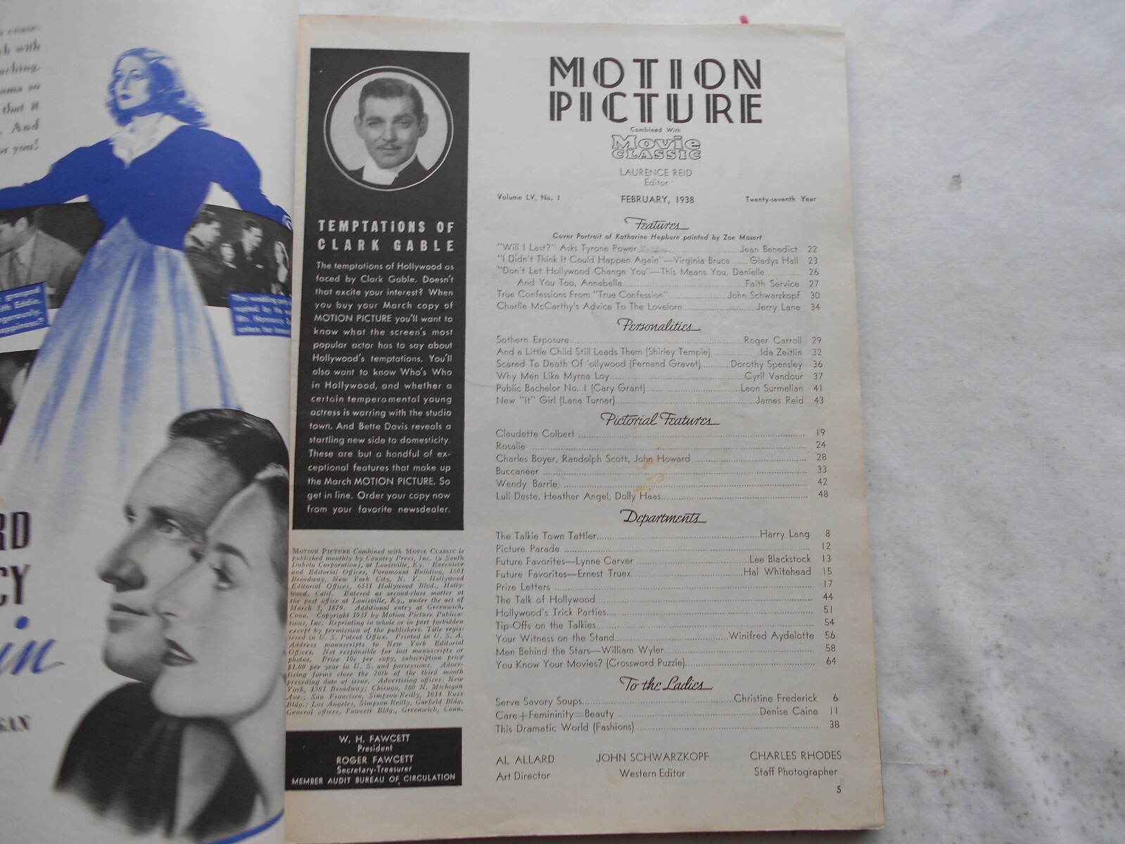 MOTION PICTURE Magazine-FEBRUARY,1938 KATHARINE HEPBURN