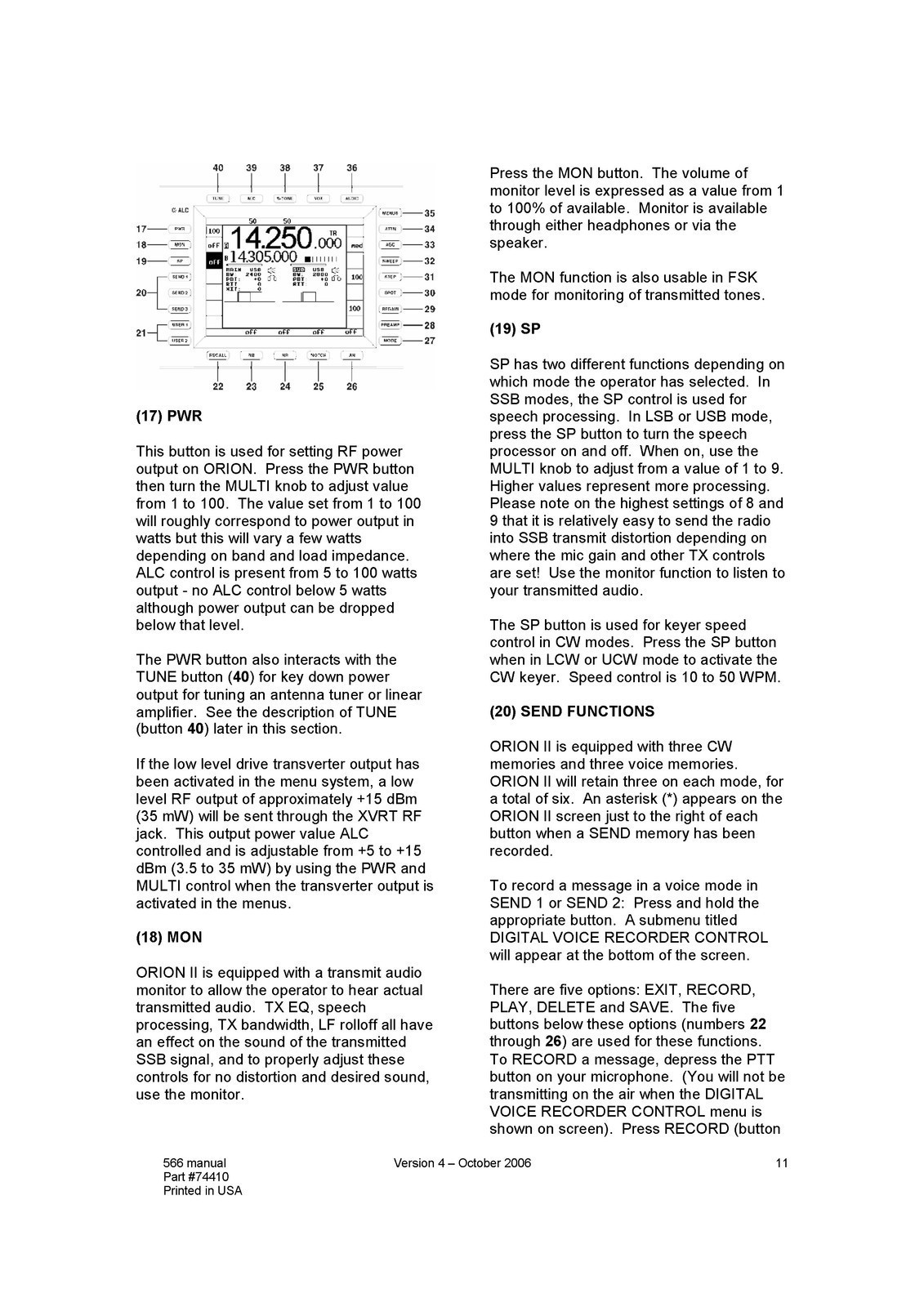 TEN TEC Orion 2 Model 566 Radio Transceiver Operators Manual – WIRE CLOSURE