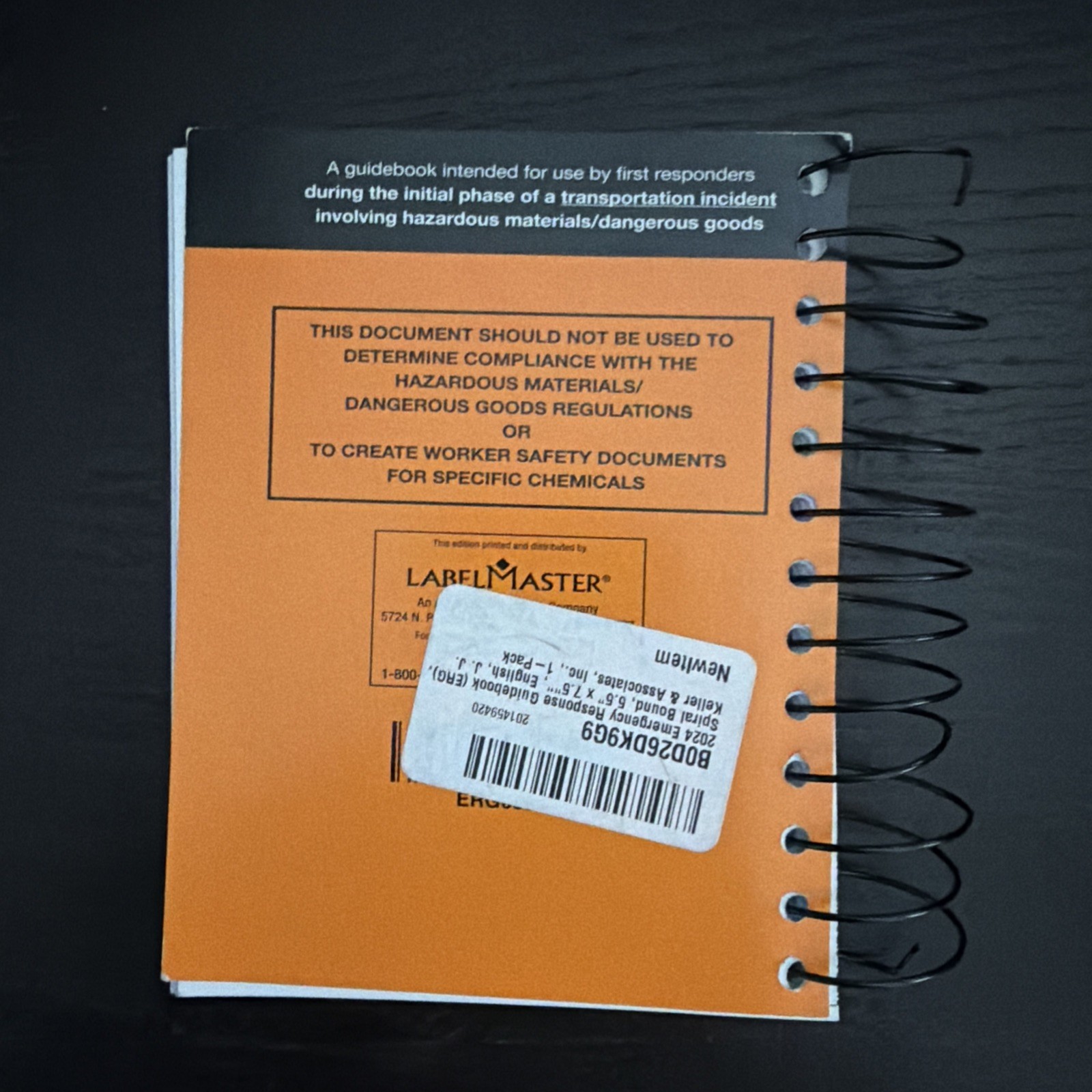 Pocket Sized 2024 Emergency Response Guidebook / Spiral Bound Paperback