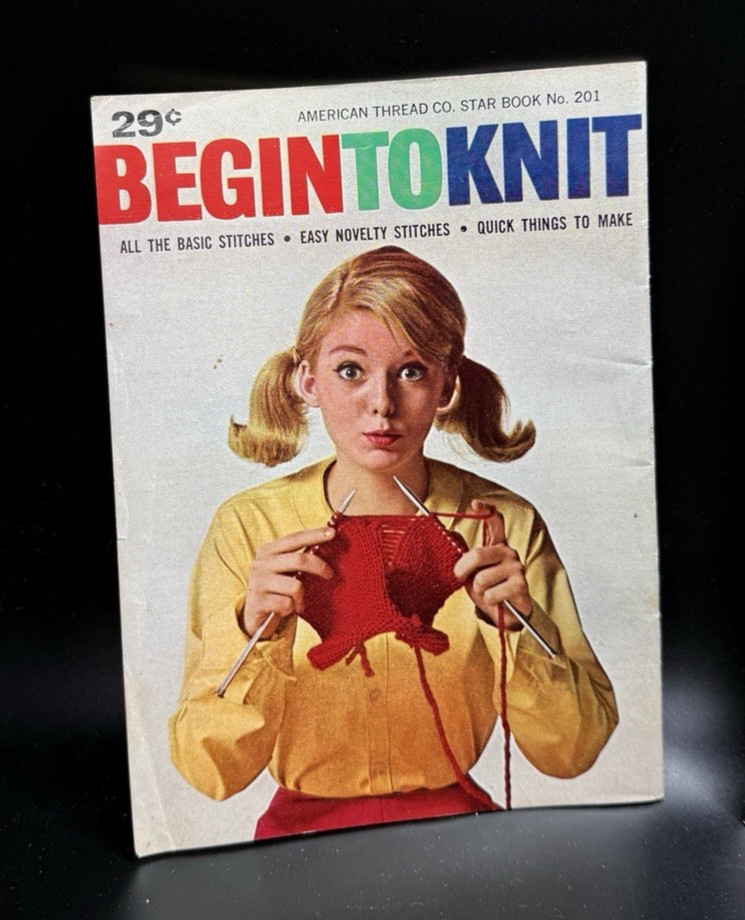 Vintage Begin to Knit & Hats Knitted Crocheted Booklet American Thread Co