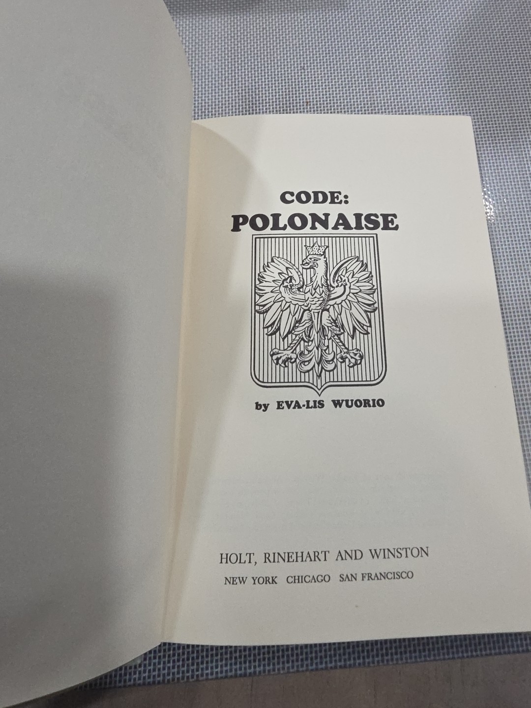 Code : Polonaise Hardcover Eva-Lis Wuorio 1st Edition 1971