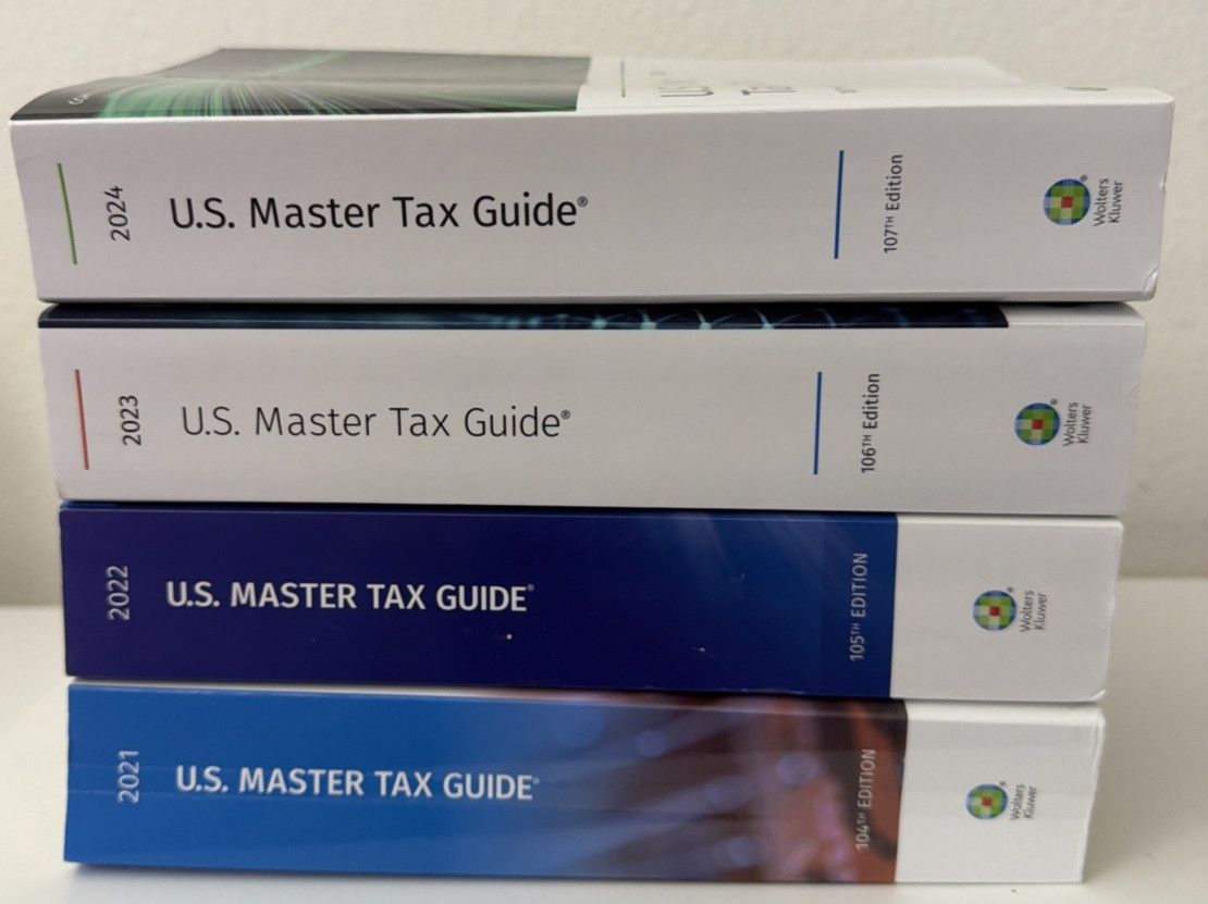 2021-2024 U.S. Master Tax Guide Lot of 4 Wolters Kluwer Tax Reference Books
