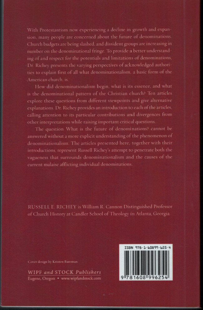 Denominationalism ; edited by Russell Richey ; Wipf & Stock NEW Paperback Book