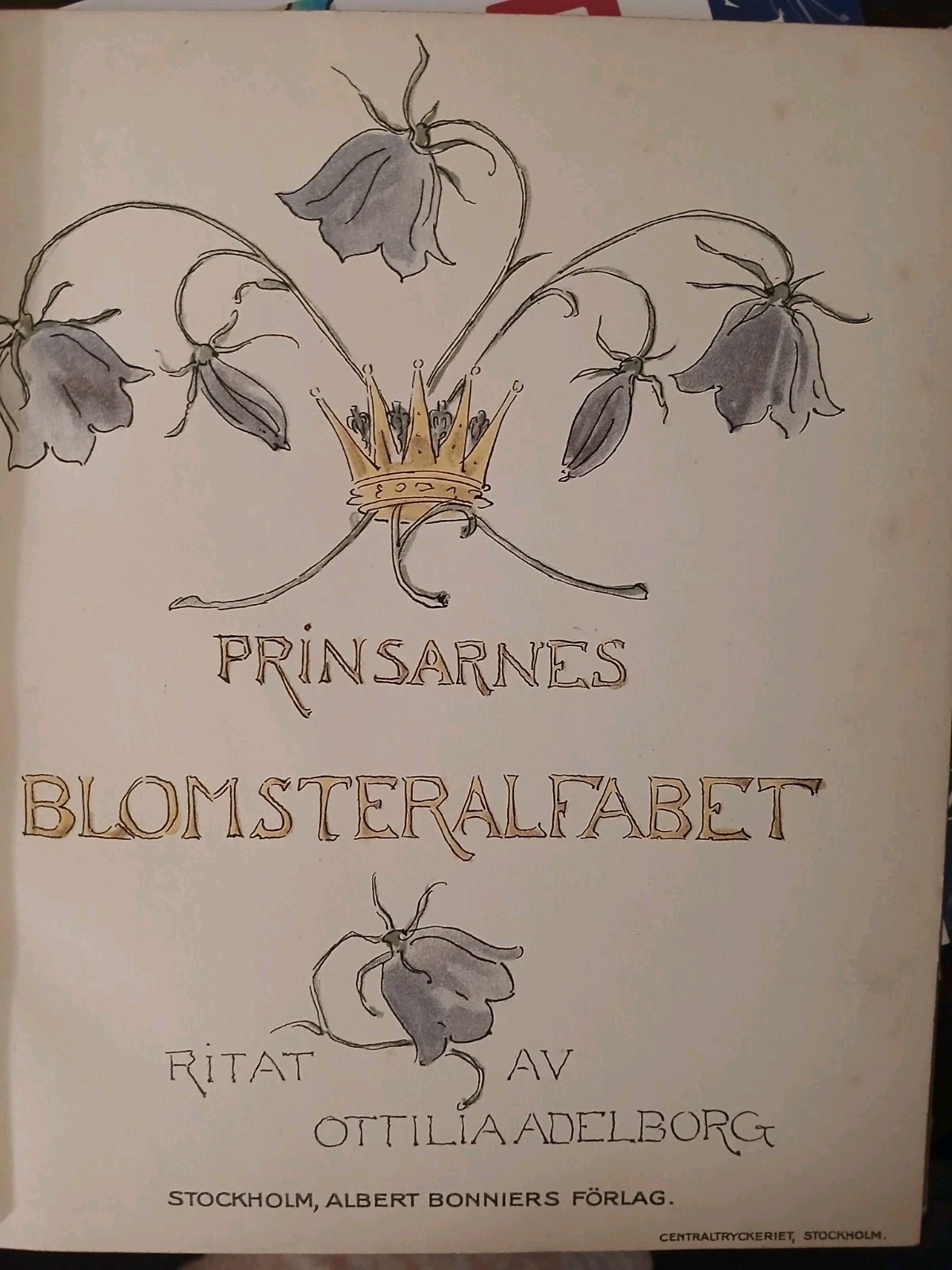 Antique Book Prinsarnes Blomsteralfabet HC 1892 Sweden Illustrated Alphabet