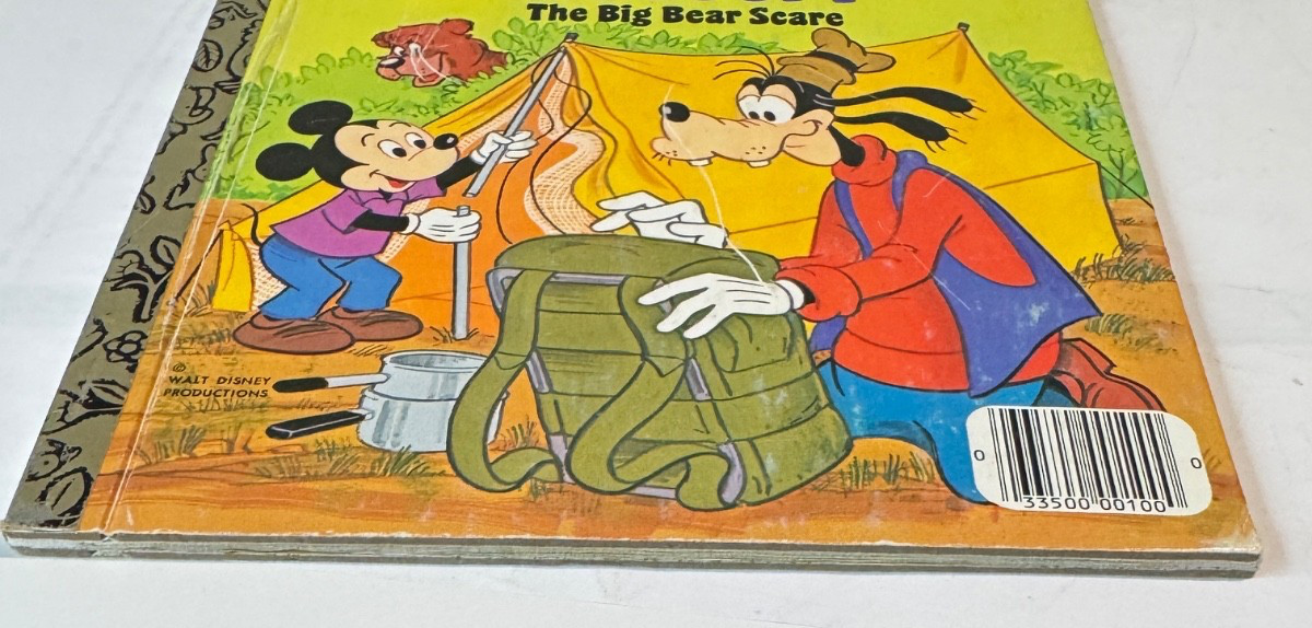 Vintage Mickey Mouse & Goofy The Big Bear Scare A Little Golden Book 1978 M