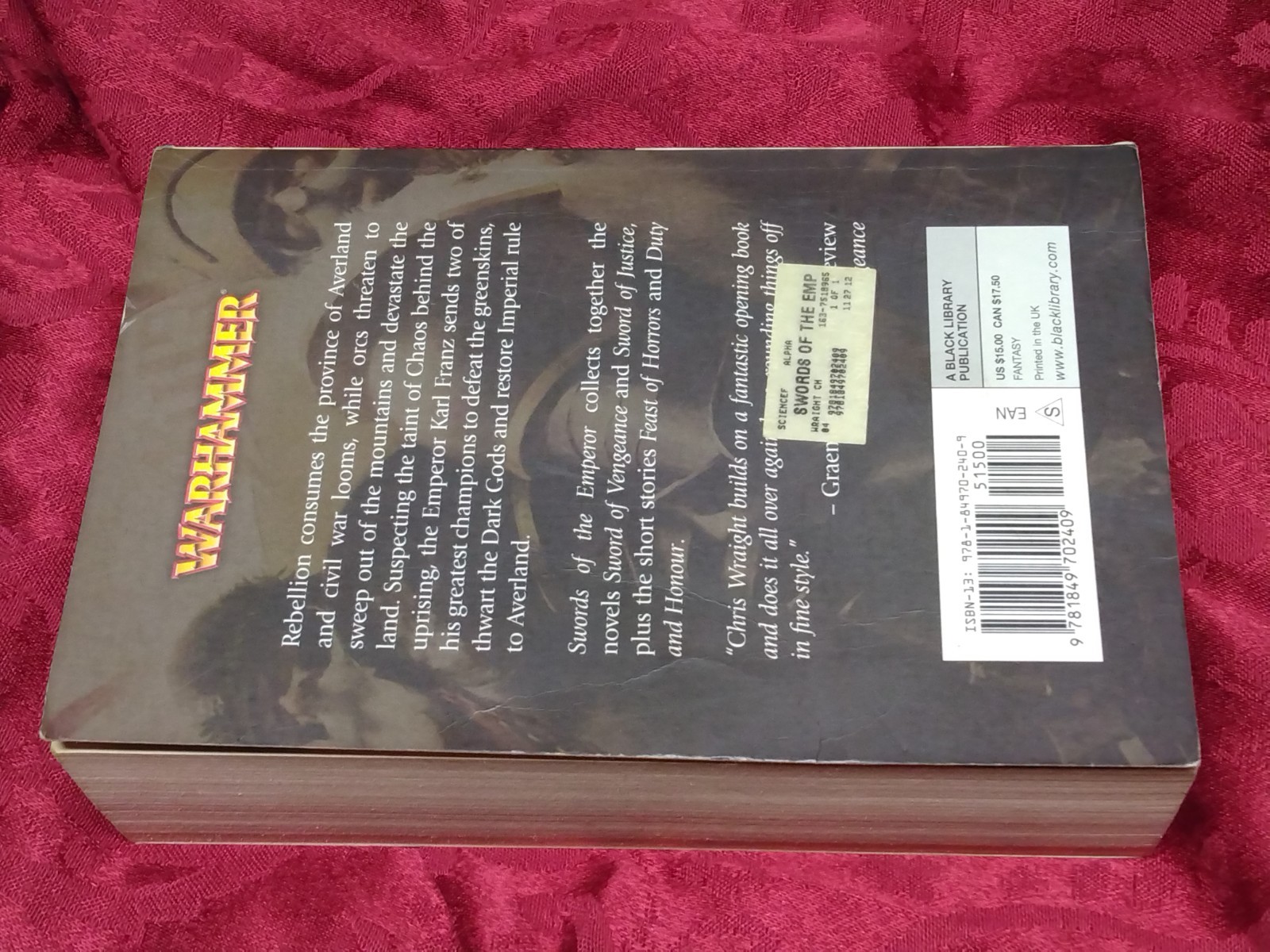 Swords of the Emperor (Warhammer Novels) – Paperback By Chris Wraight 1st Ed.