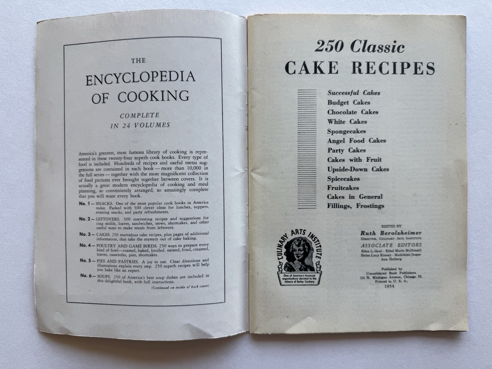 1954 250 Classic Cake Recipes Booklet Pages 1-48 Illustrated
