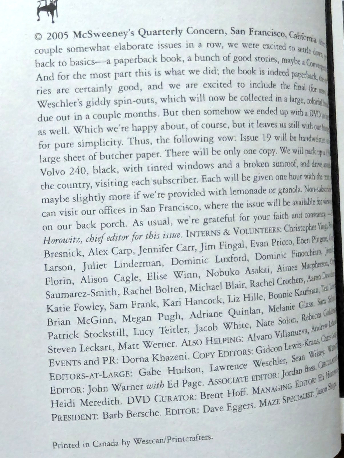MCSWEENEY’S 18 (McSweeney’s Quarterly Concern) By Dave Eggers, 2005 Paperback