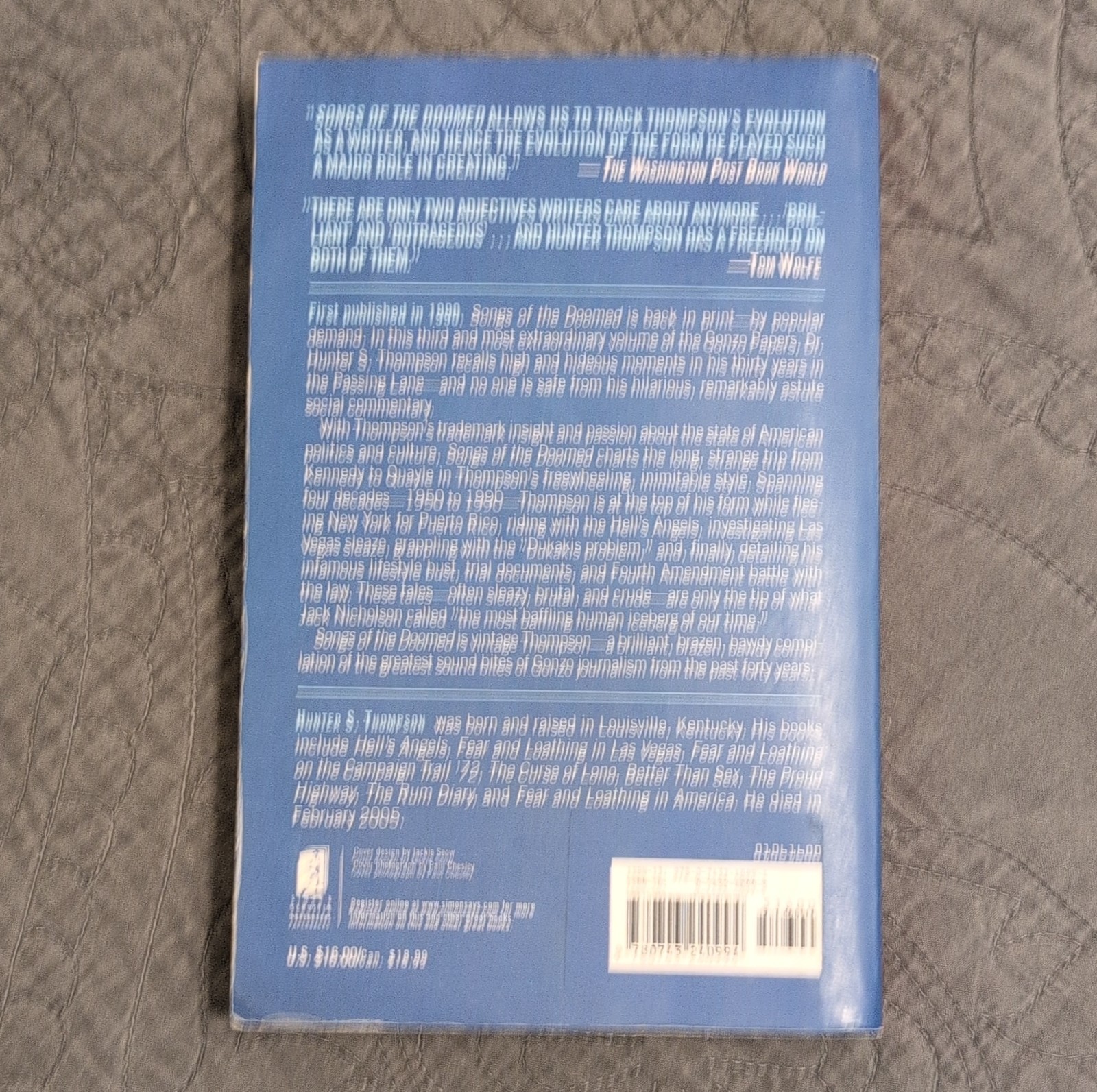 Songs of the Doomed 10th Anniversary Edition by Hunter S. Thompson, Gonzo Paper…