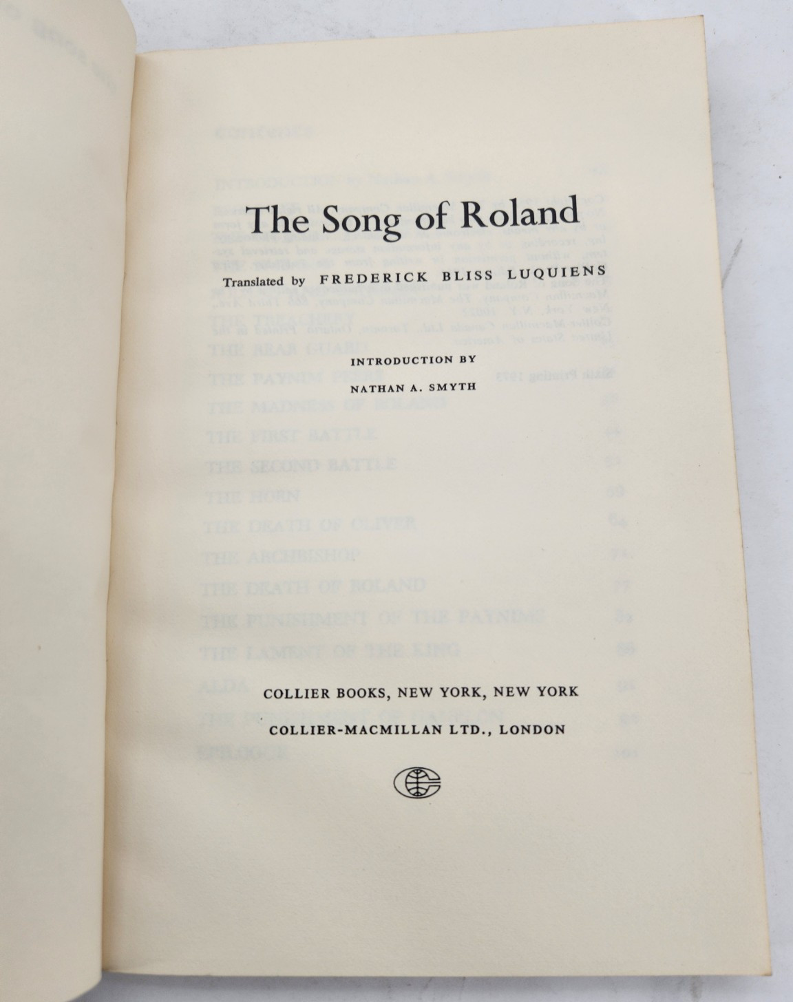 The Song of Roland translated by Frederick Bliss Luquiens-1973 Vintage Paperback