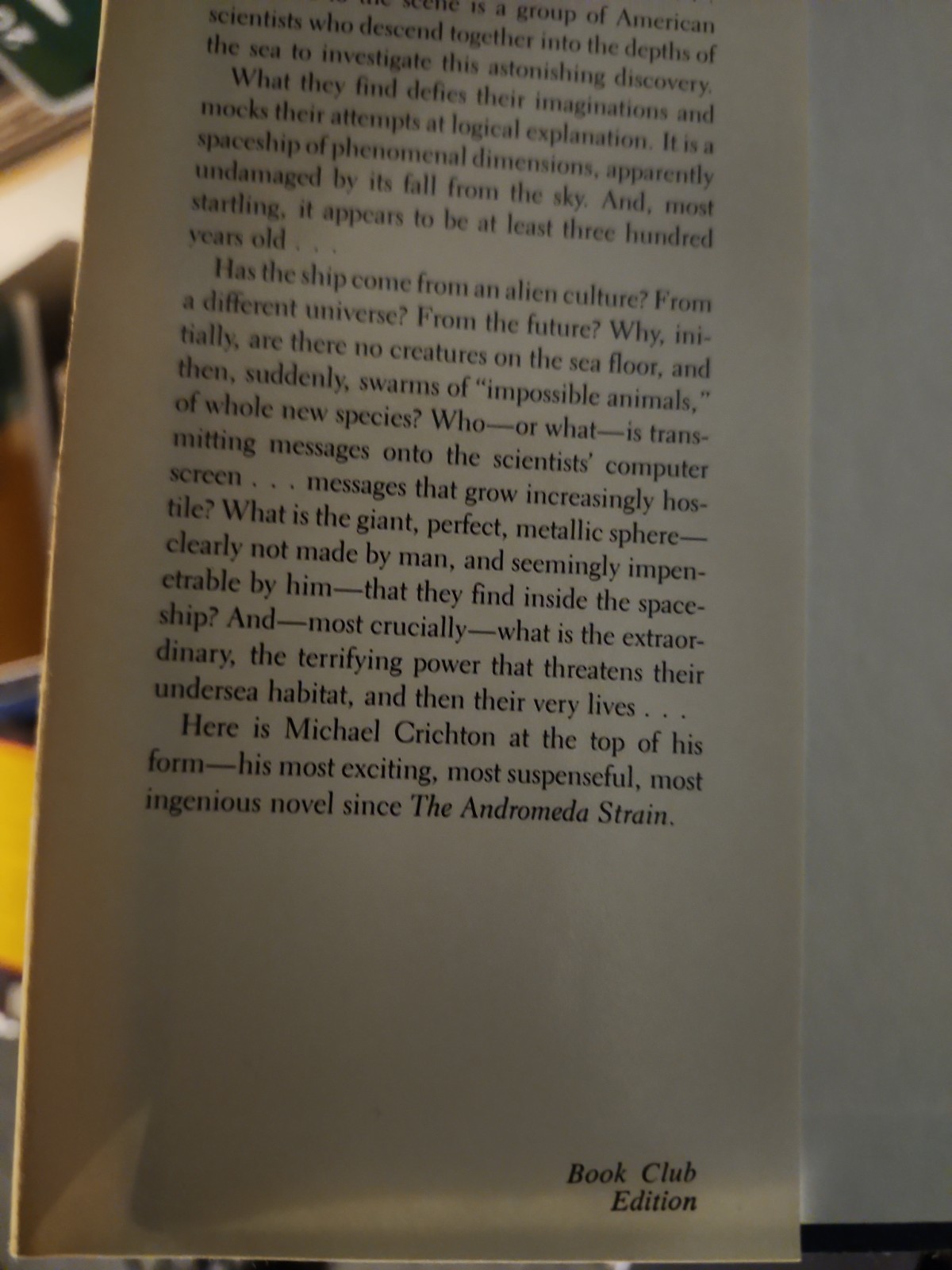 Sphere by Michael Crichton Hardcover Book Vintage 1987 First Edition