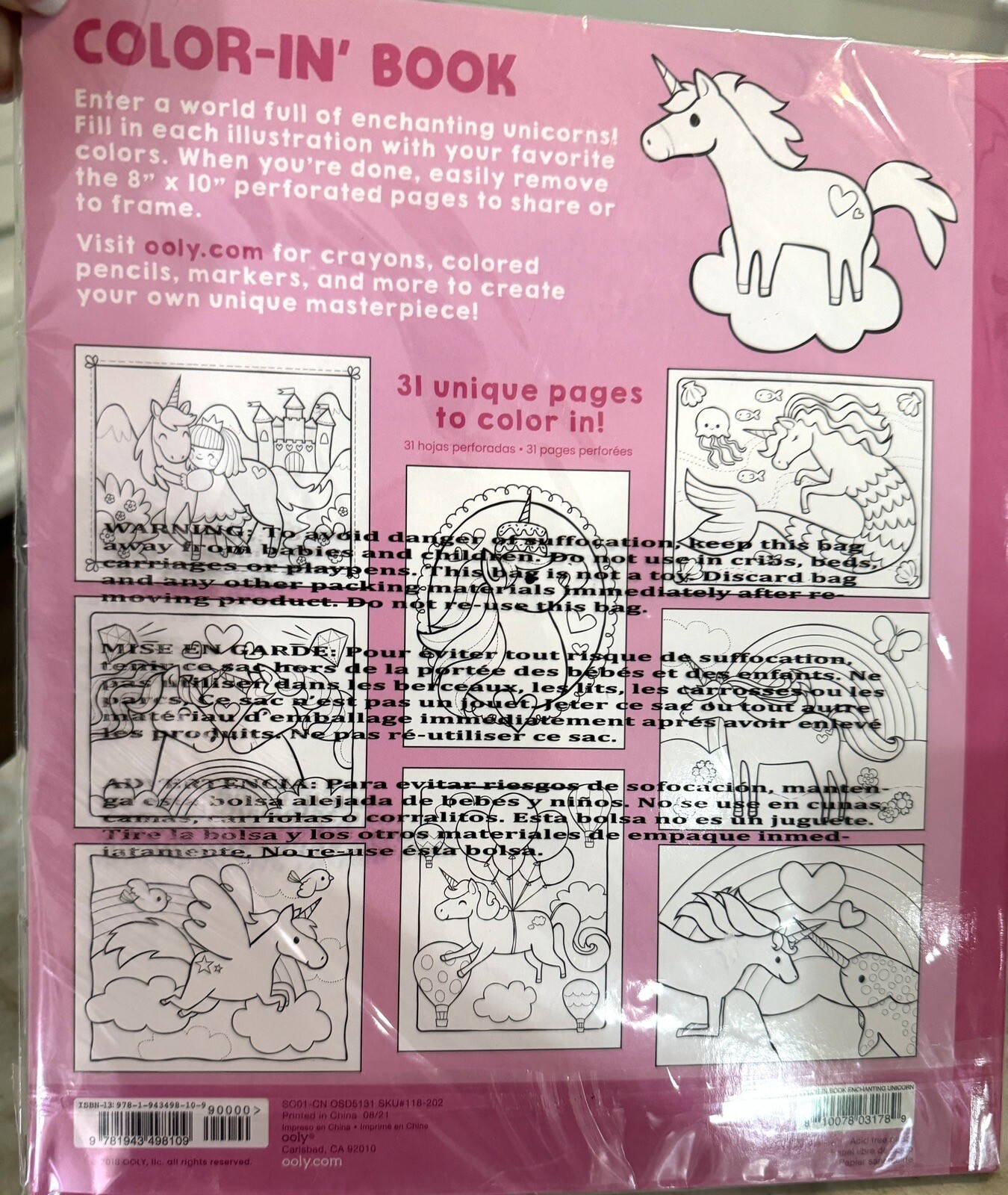 OOLY Enchanting Unicorn Coloring Book 31 Perforated Pages Kids New Sealed