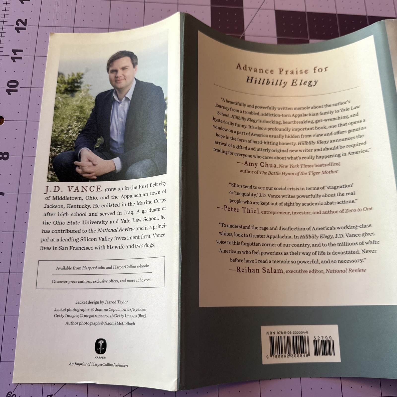 Hillbilly Elegy by J. D. Vance. 1st Printing, 1st Edition (2016 HC) VG+