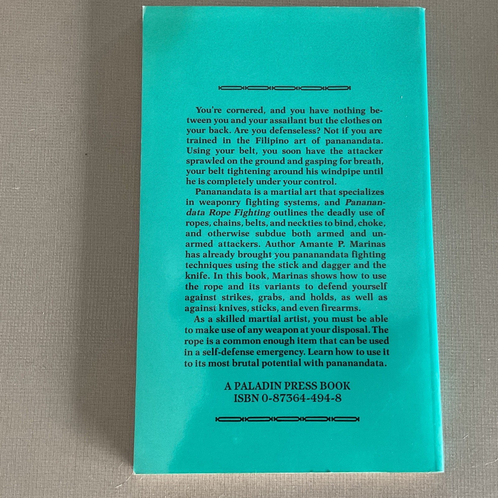 Paladin Press Pananandata Rope Fighting Martial Arts Paperback by Amante Marinas